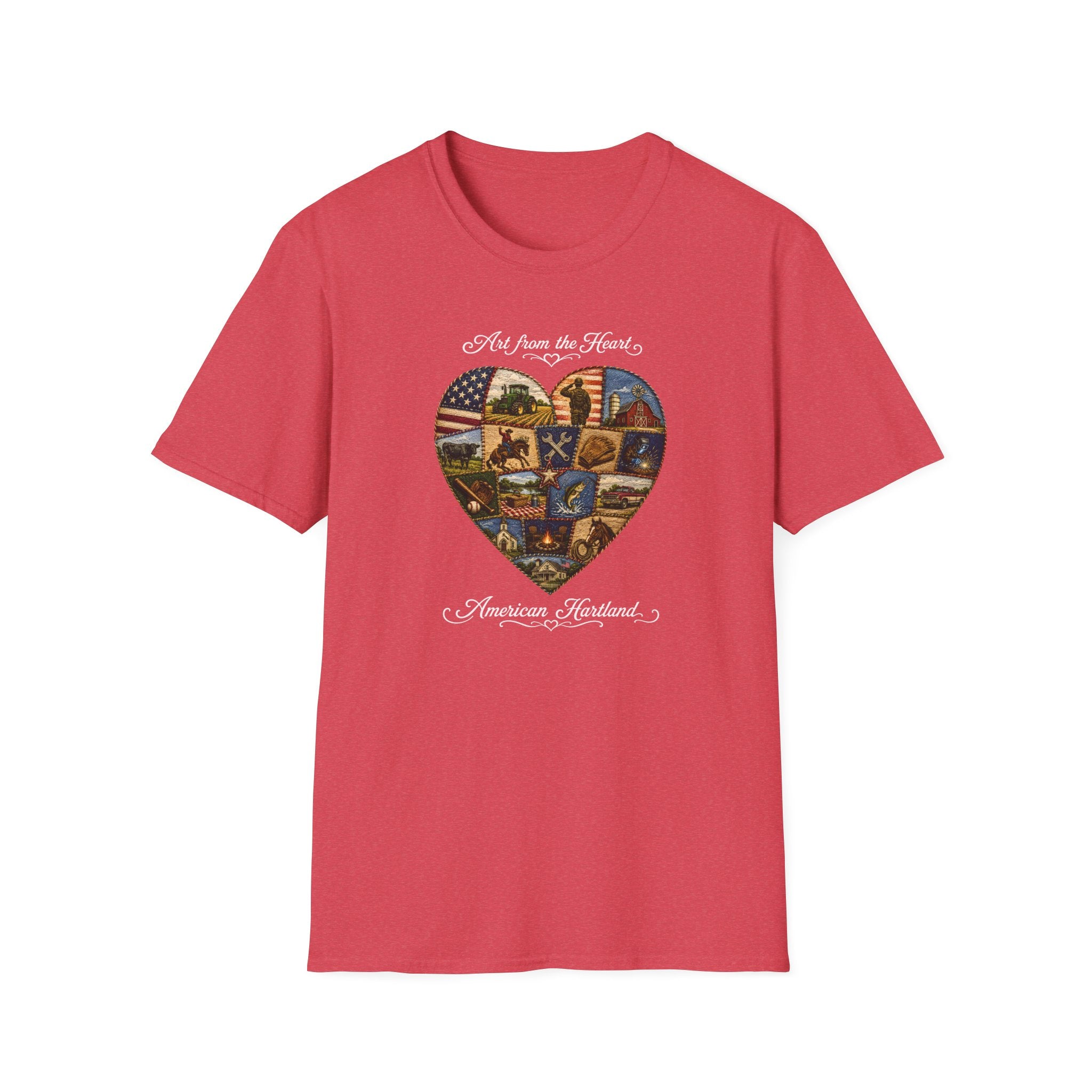 T-Shirt — "Art from the Heart, An American Heartland" Heart Collage Patriotic Tee