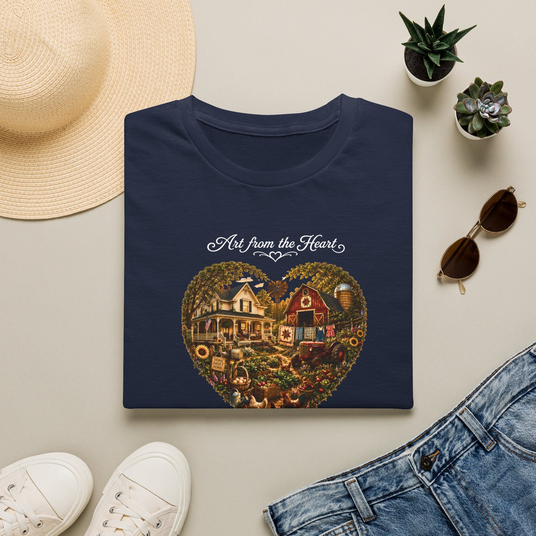 Heartland Farm Heart Graphic T-Shirt — "Art from the Heart" Rustic Cottage Tee