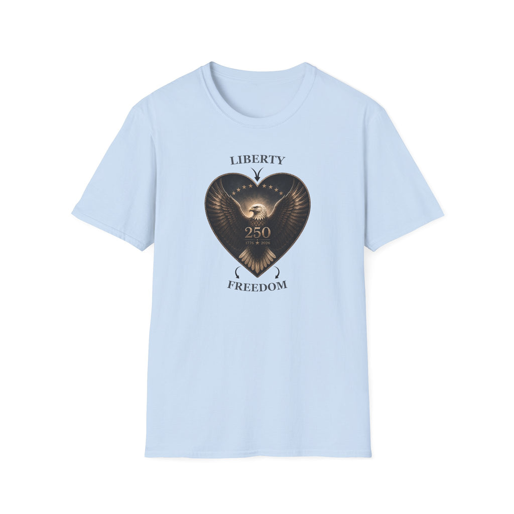 Liberty Heart Eagle T-Shirt — "Liberty 250" Patriotic Freedom Tee