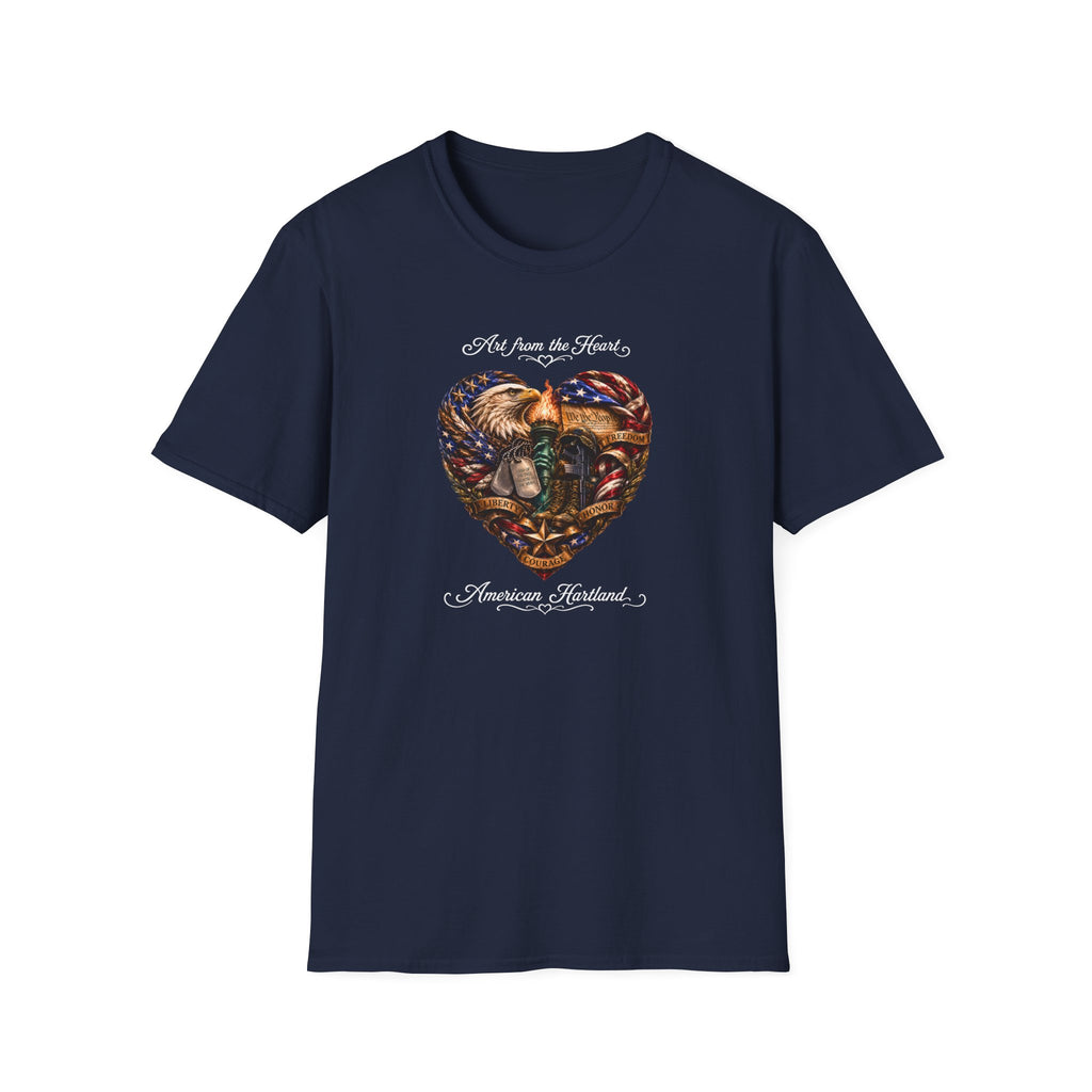 T-Shirt — "Art From the Heart" American Veterans Patriotic Eagle Heart Design