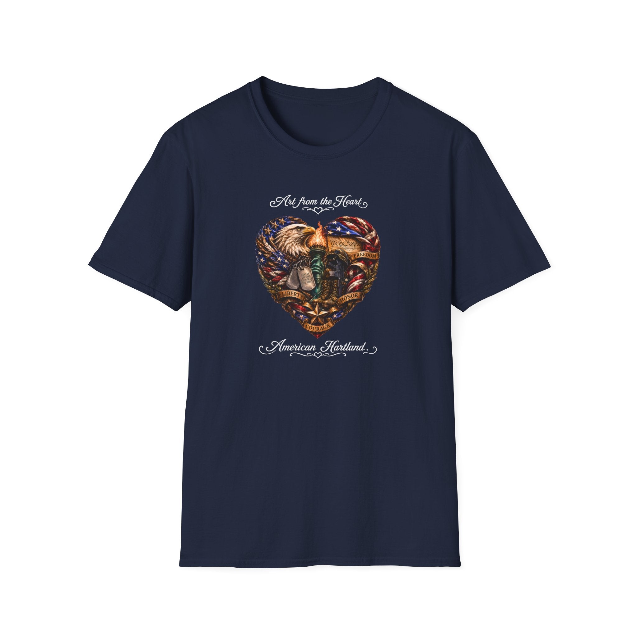 T-Shirt — "Art From the Heart" American Veterans Patriotic Eagle Heart Design