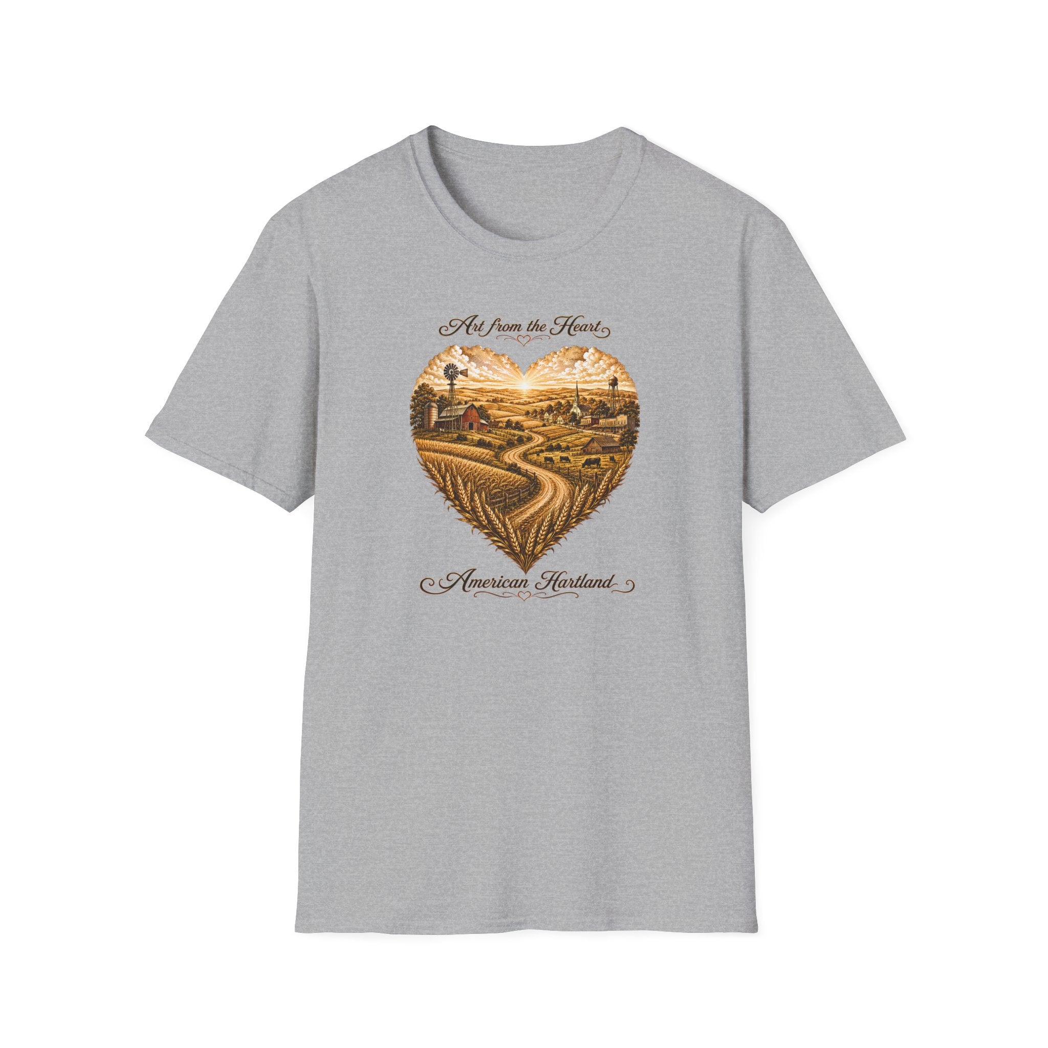 Heartland Farm T-Shirt — "Art from the Heart" Vintage Country Landscape