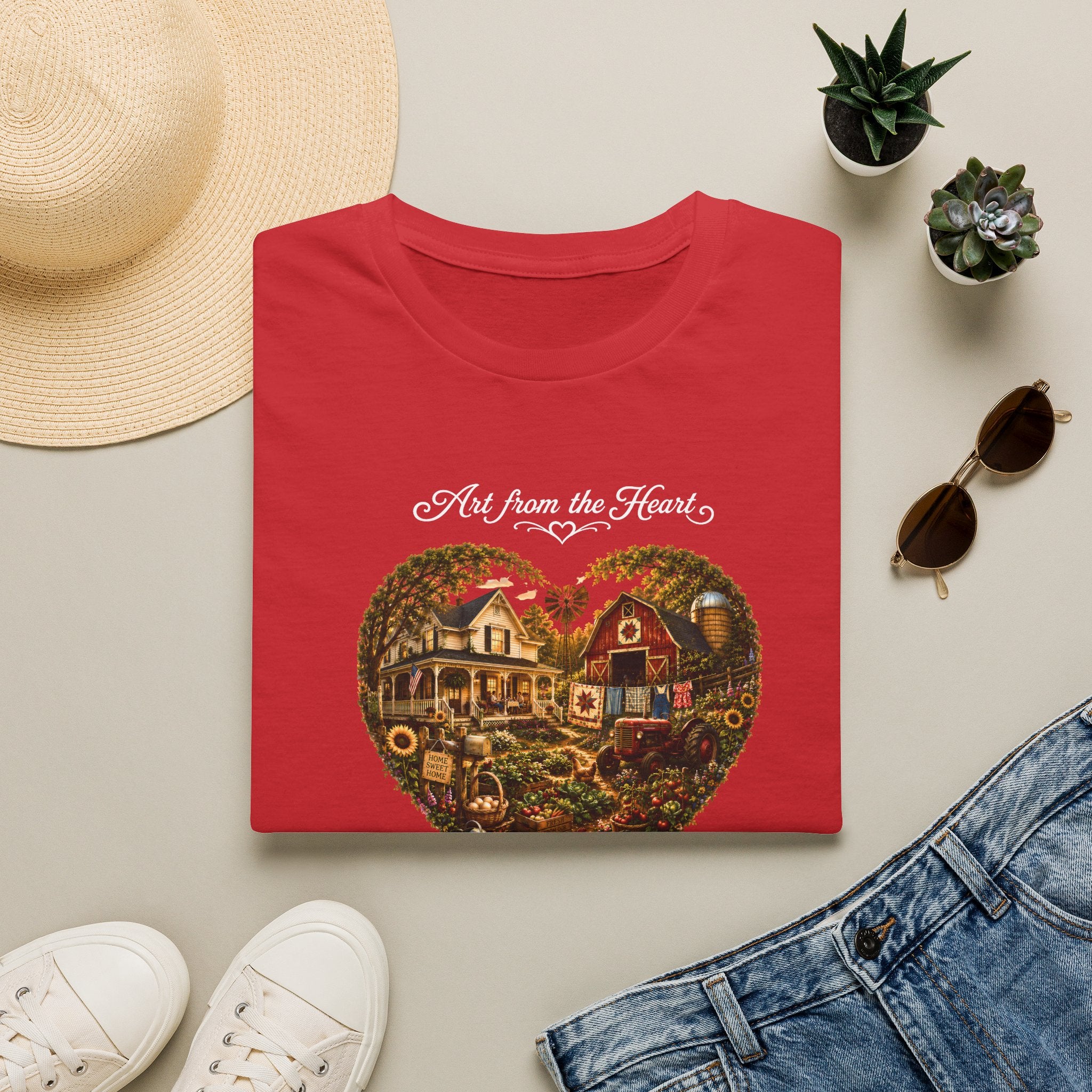 Heartland Farm Heart Graphic T-Shirt — "Art from the Heart" Rustic Cottage Tee