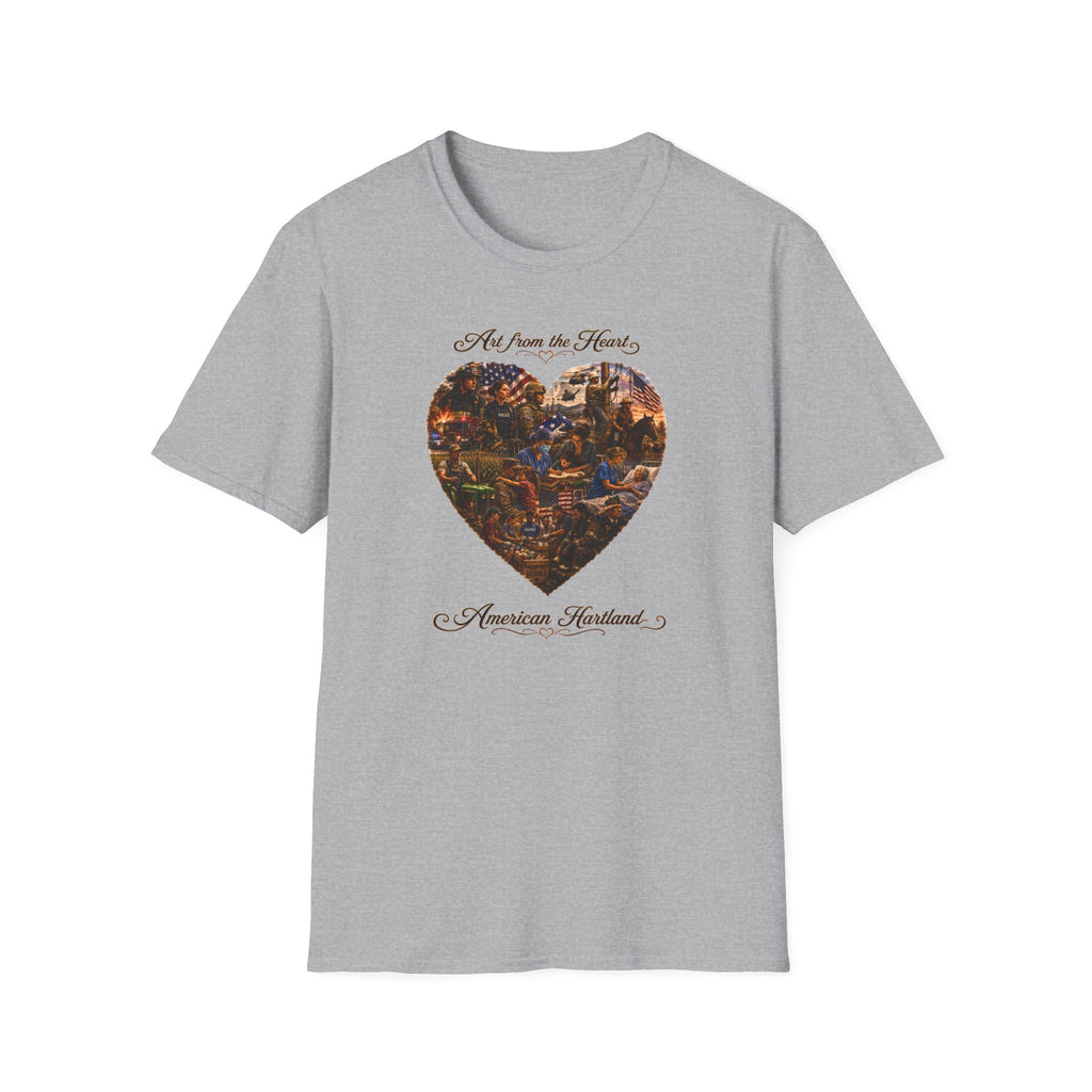 Heart-Shaped Americana Art T-Shirt — "Art from the Heart" Graphic Tee