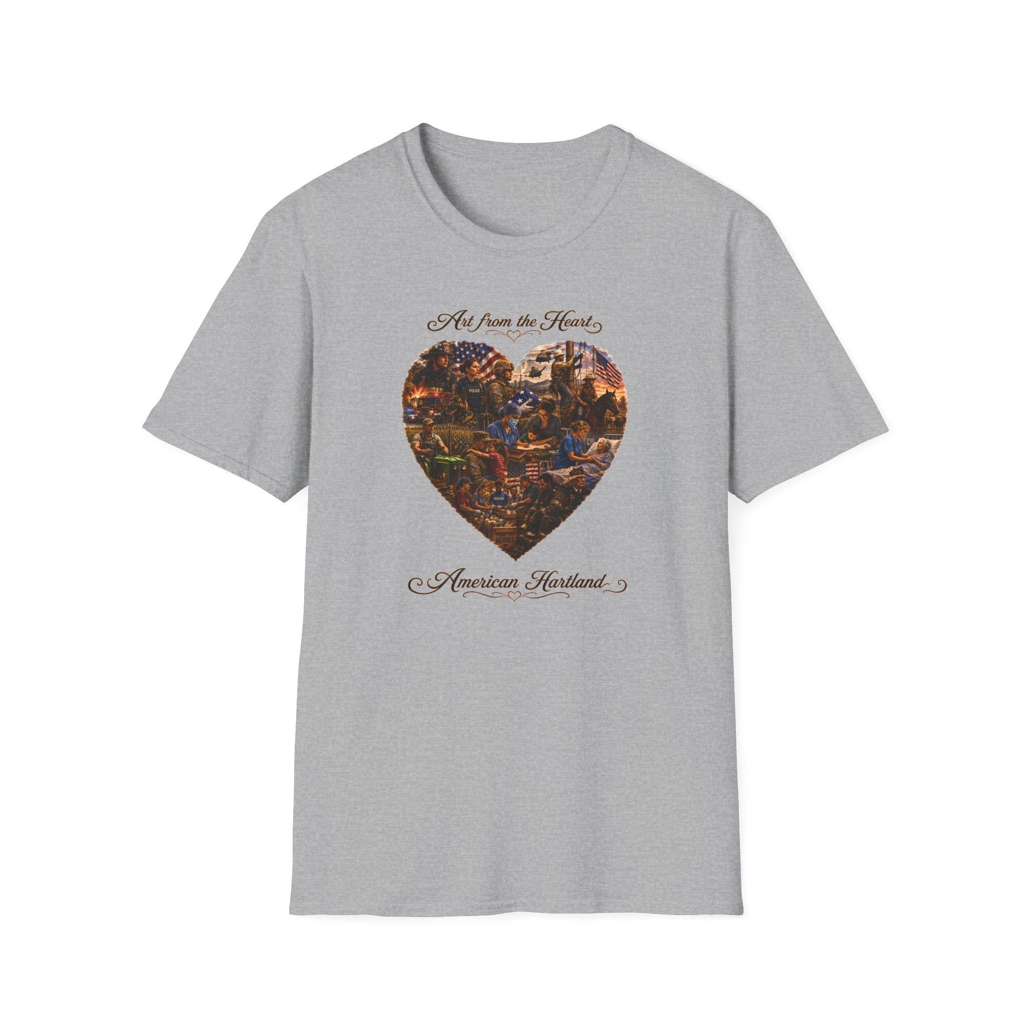 Heart-Shaped Americana Art T-Shirt — "Art from the Heart" Graphic Tee