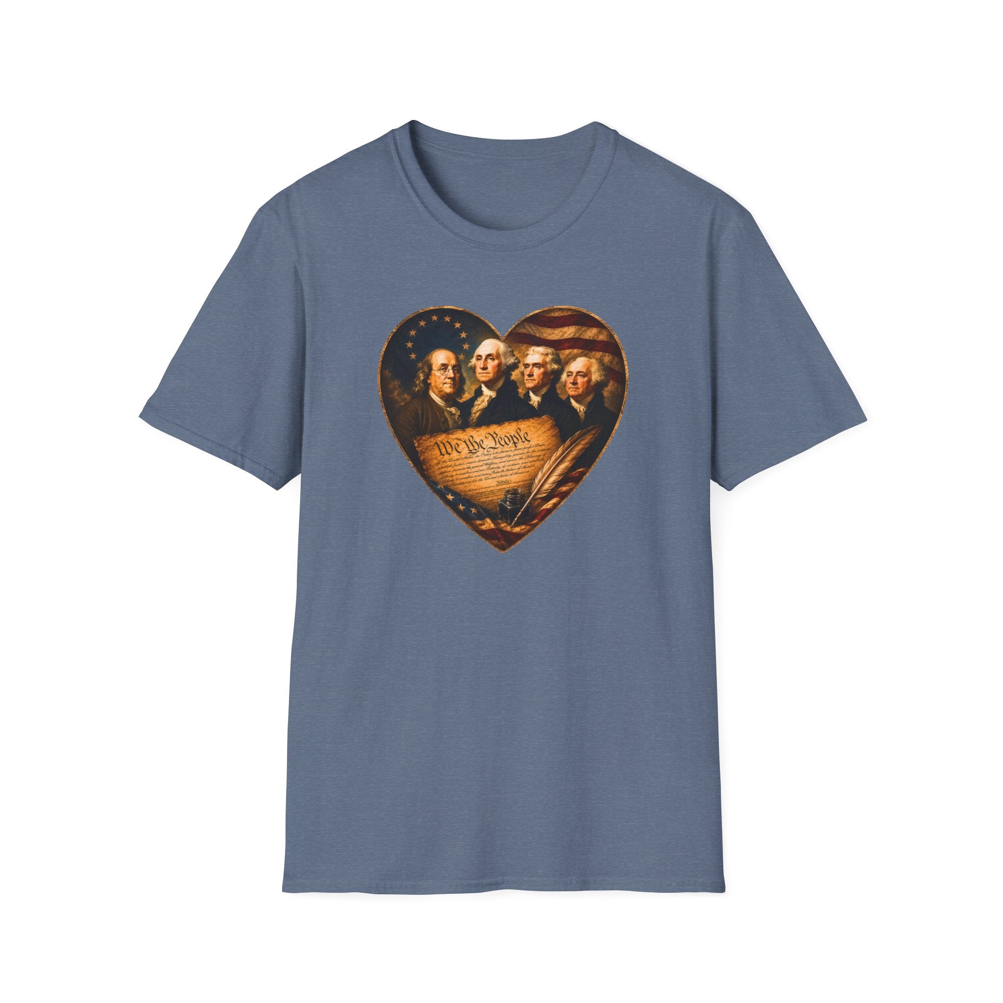 Patriotic Founding Fathers Heart T-Shirt — We the People Constitution Design