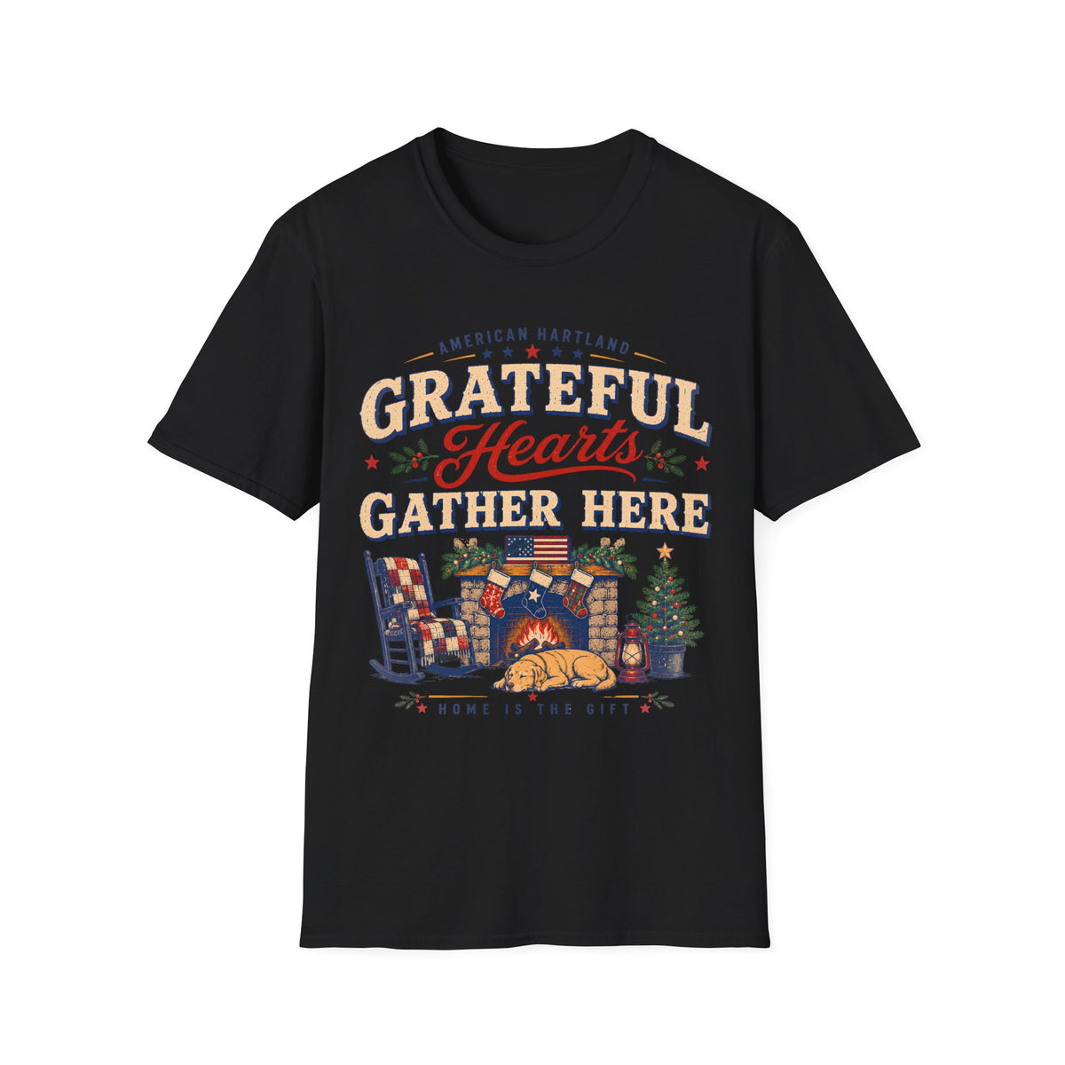 Grateful Hearts Gather Here fireplace T-Shirt