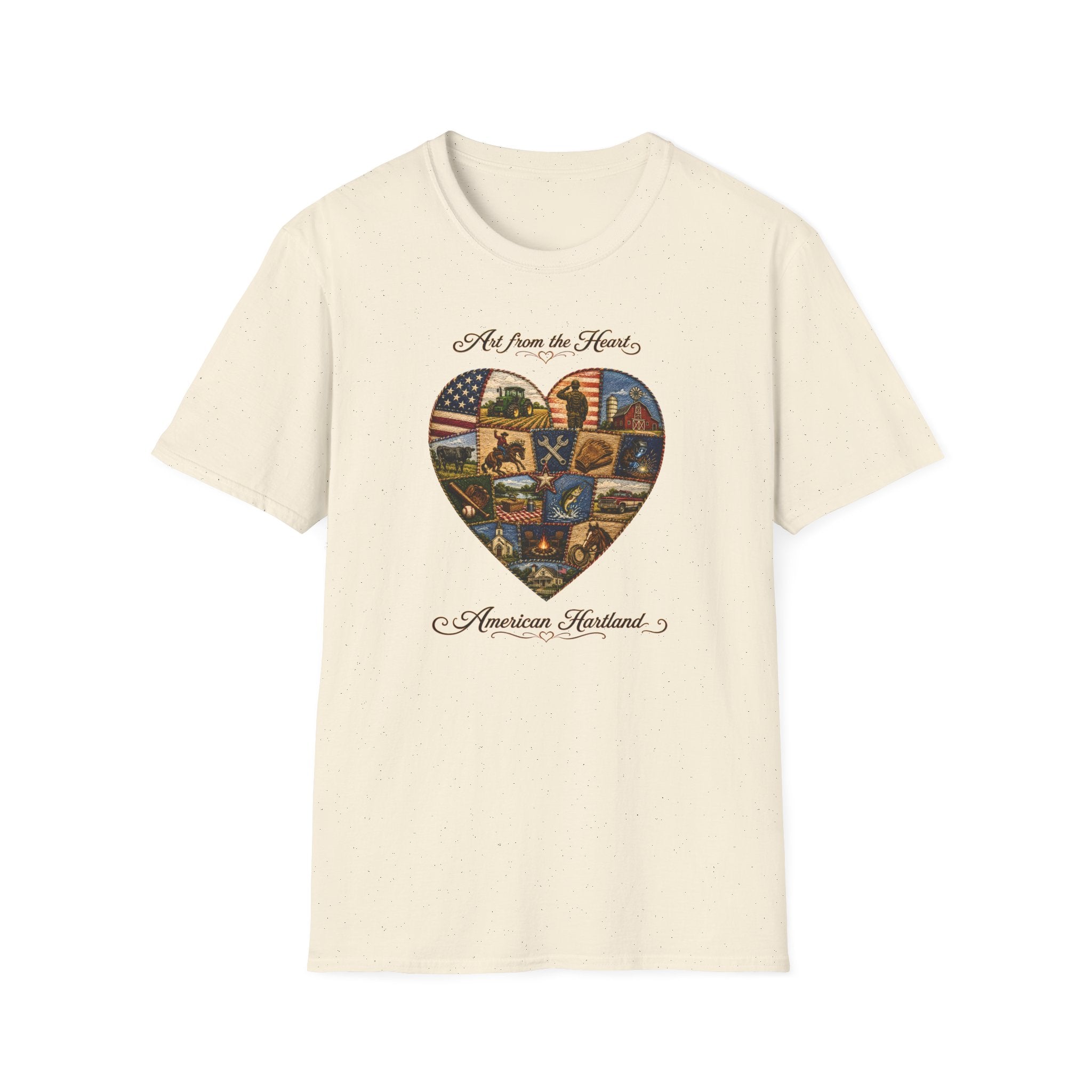 T-Shirt — "Art from the Heart, An American Heartland" Heart Collage Patriotic Tee