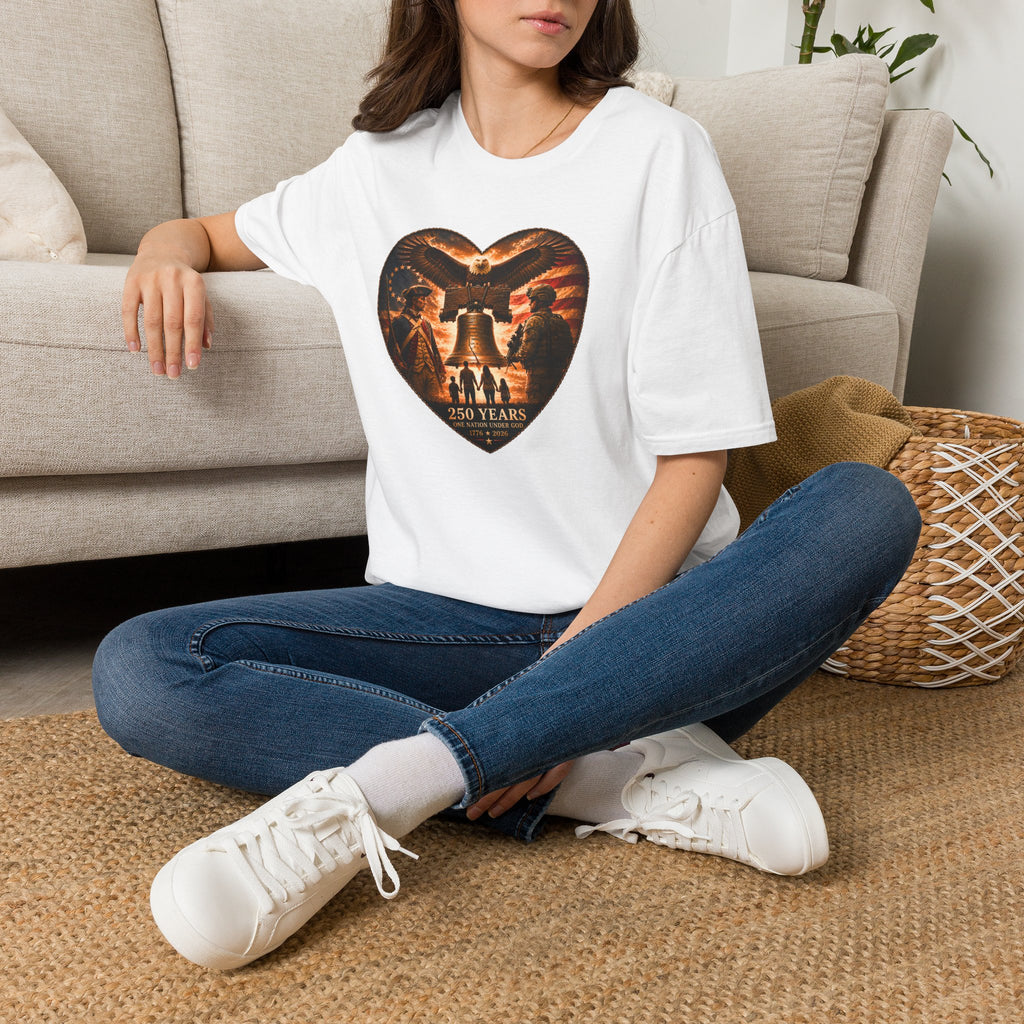 Liberty Heart T‑Shirt — Patriotic Eagle & Liberty Bell Design