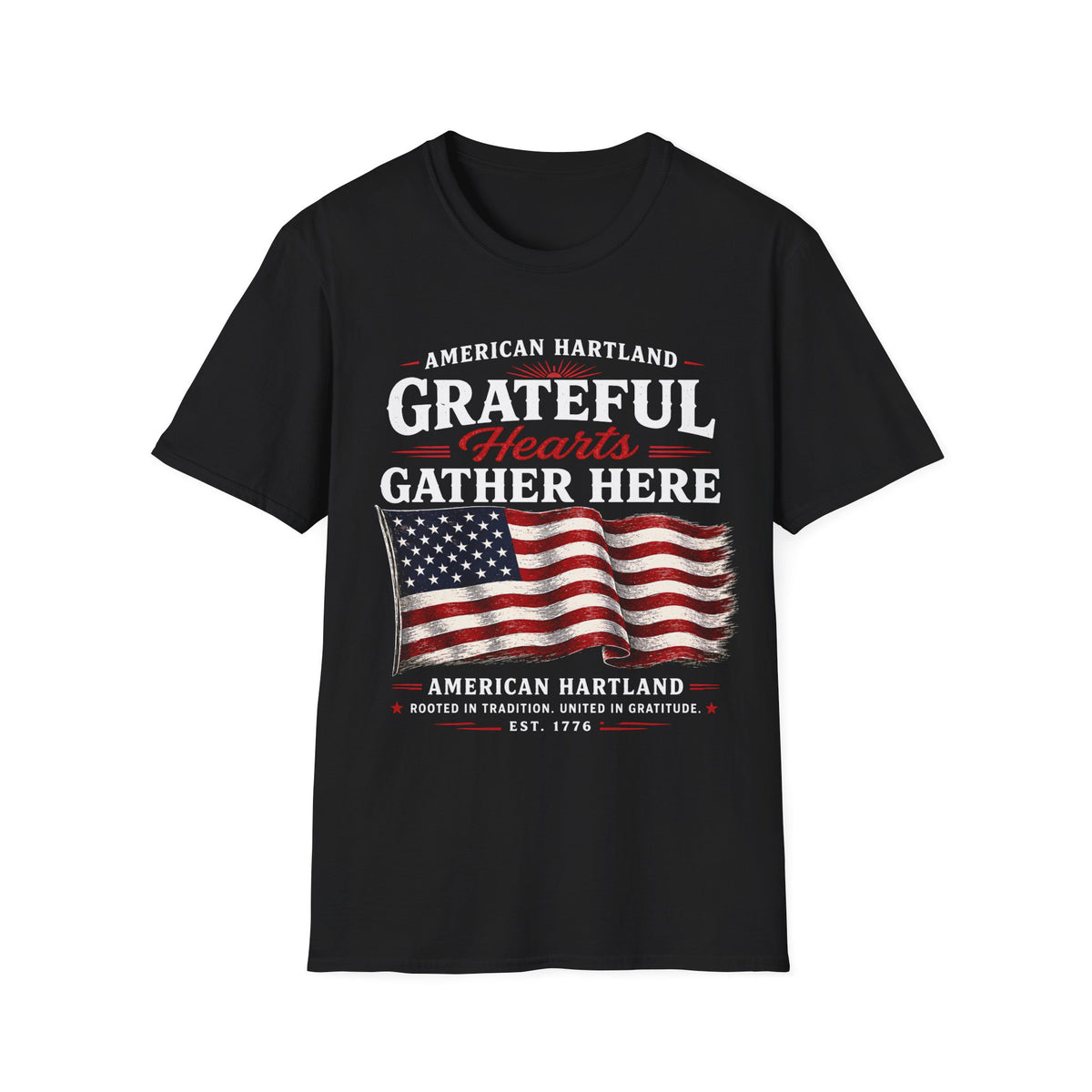 Grateful Hearts Gather Here Flag T-Shirt