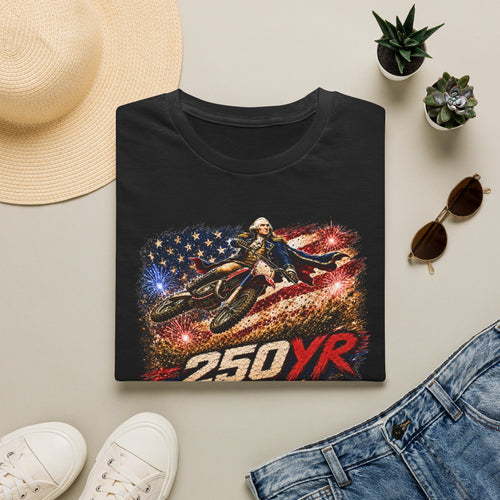 250YR American Flag Motorcycle T‑Shirt — Patriotic Biker Tee