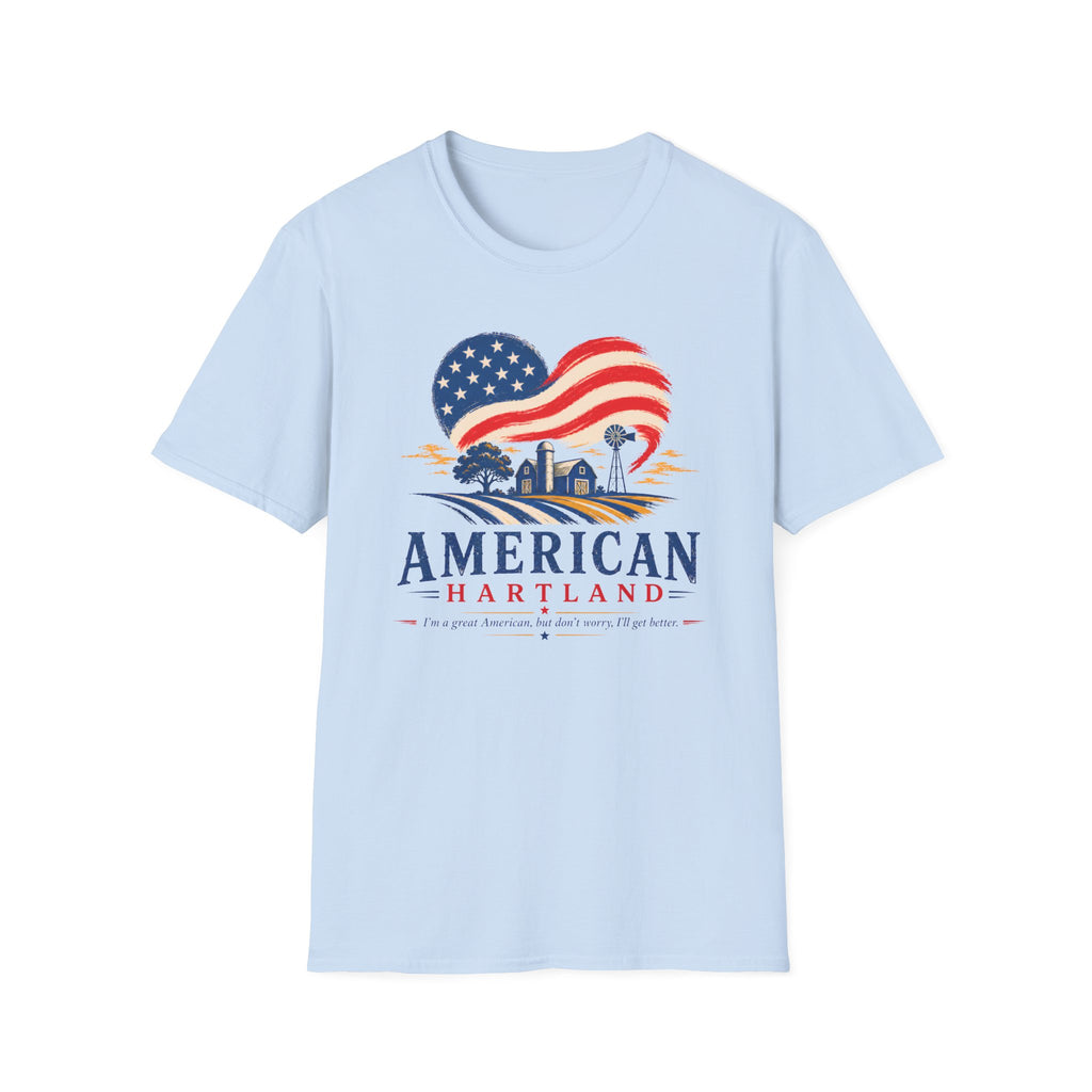 American Heartland T-Shirt — Patriotic Farm USA Flag Design
