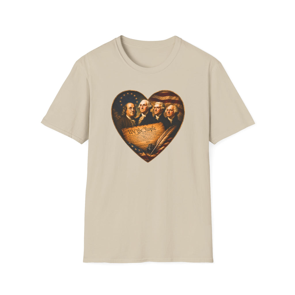 Patriotic Founding Fathers Heart T-Shirt — We the People Constitution Design