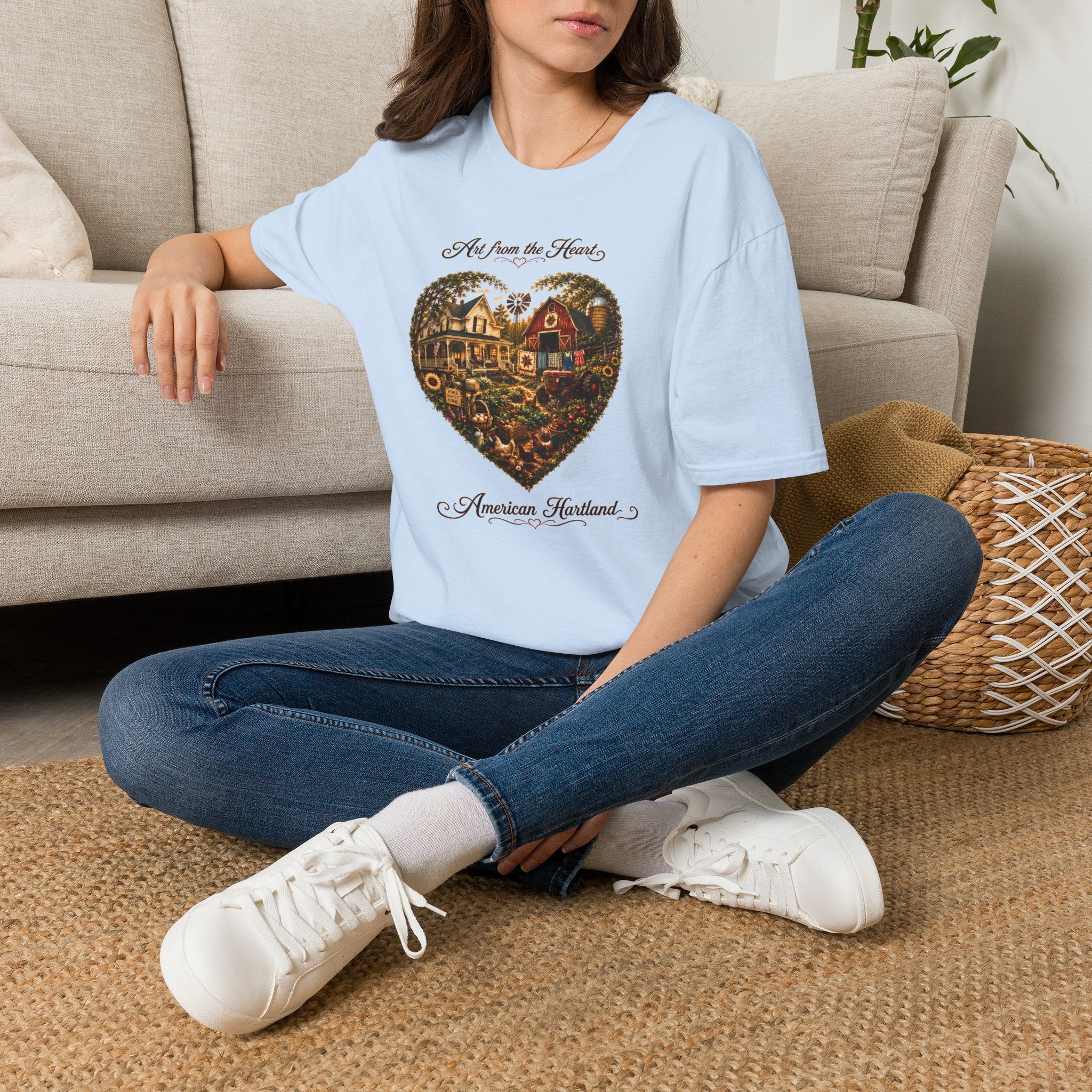 Heartland Farm Heart Graphic T-Shirt — "Art from the Heart" Rustic Cottage Tee