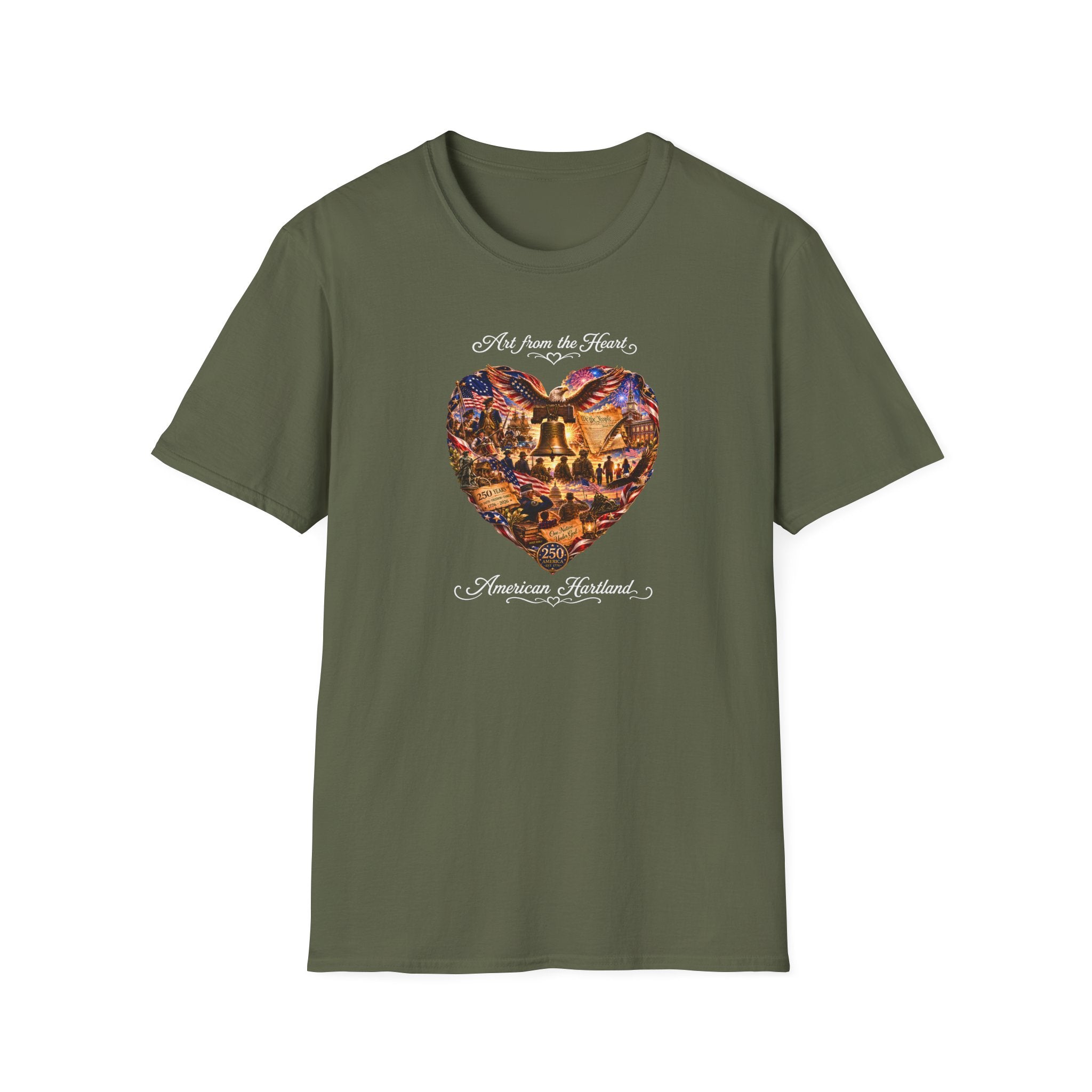 T-Shirt — "Art from the Heart: American Heartland" Patriotic Heart Design