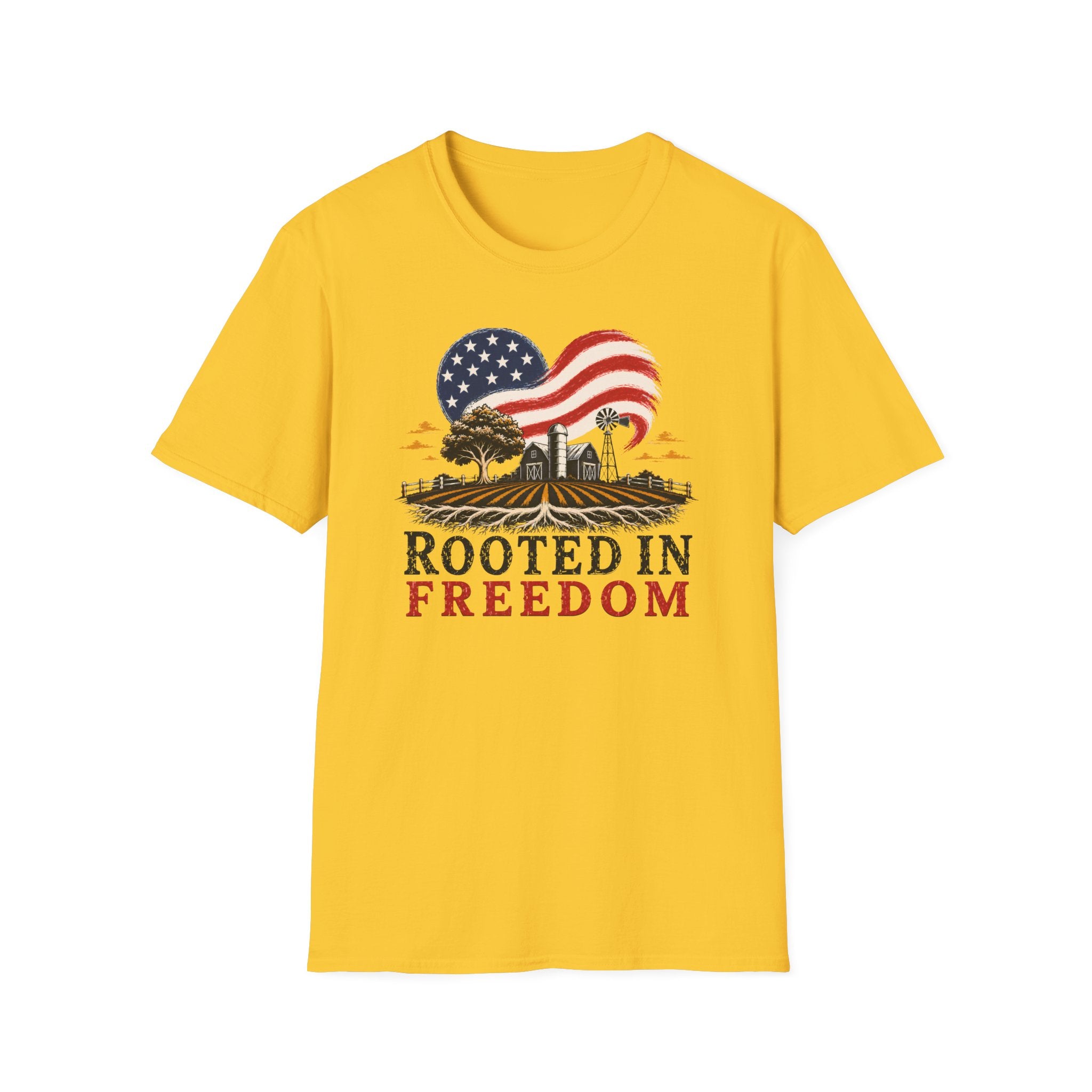 Rooted in Freedom T-Shirt — Patriotic Farm USA Graphic Tee