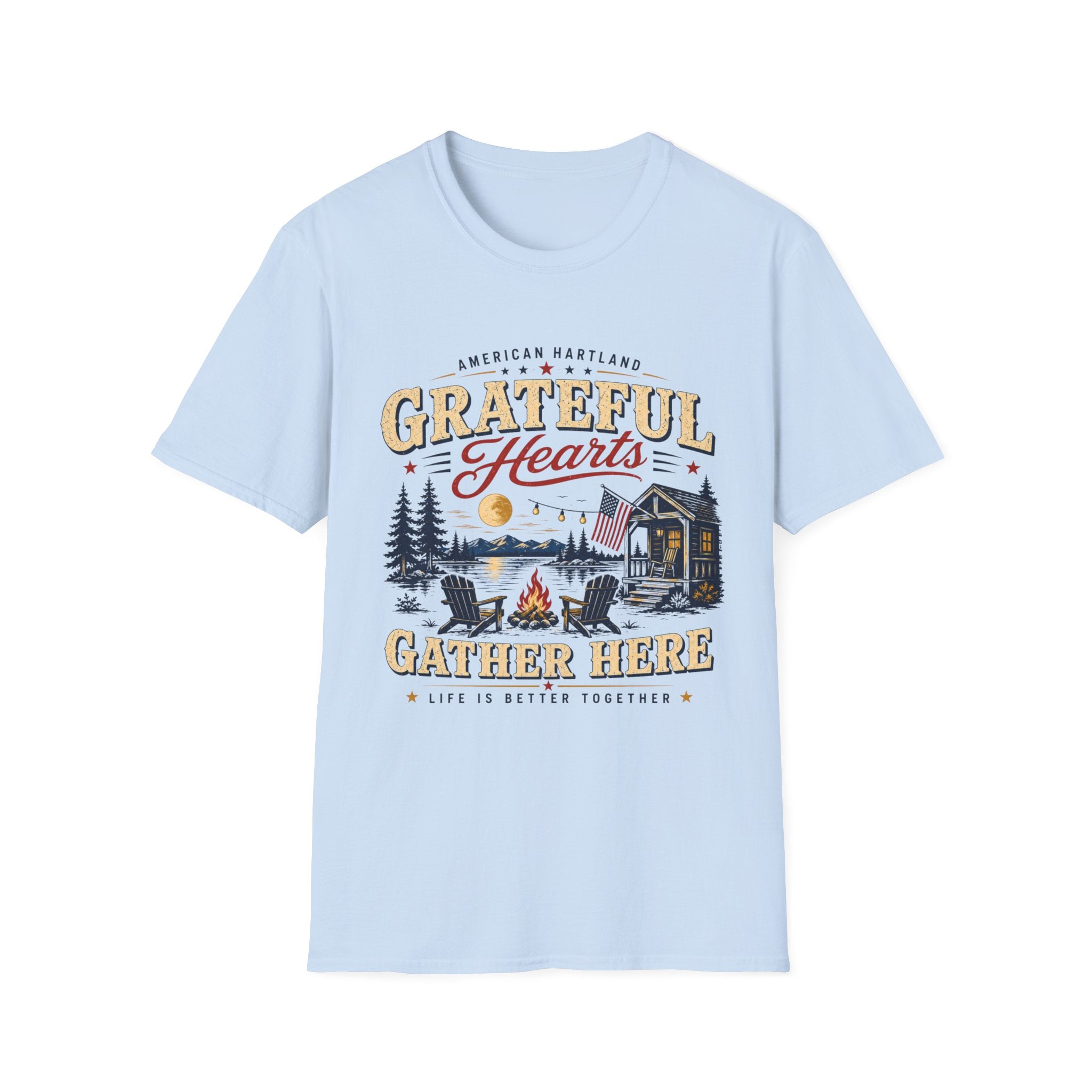 Grateful Hearts gather here Campfire T-Shirt