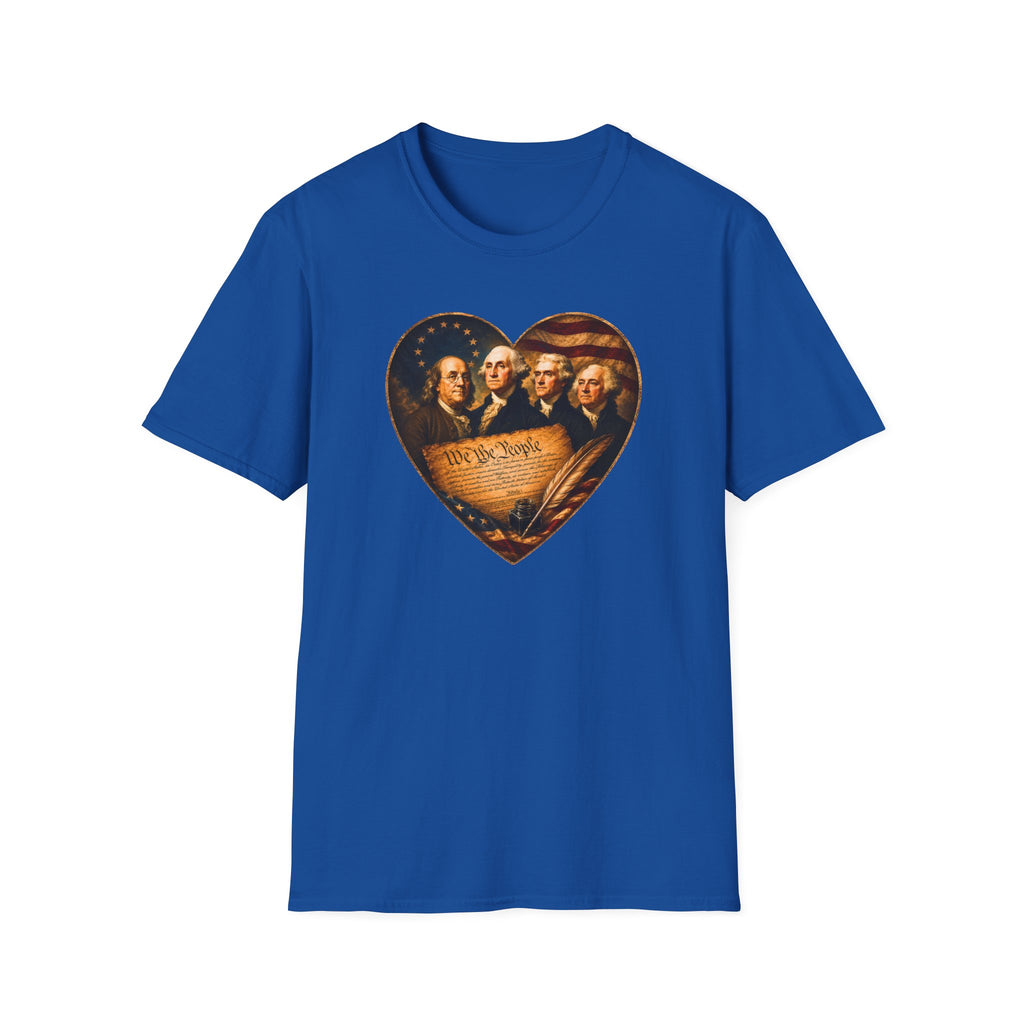 Patriotic Founding Fathers Heart T-Shirt — We the People Constitution Design
