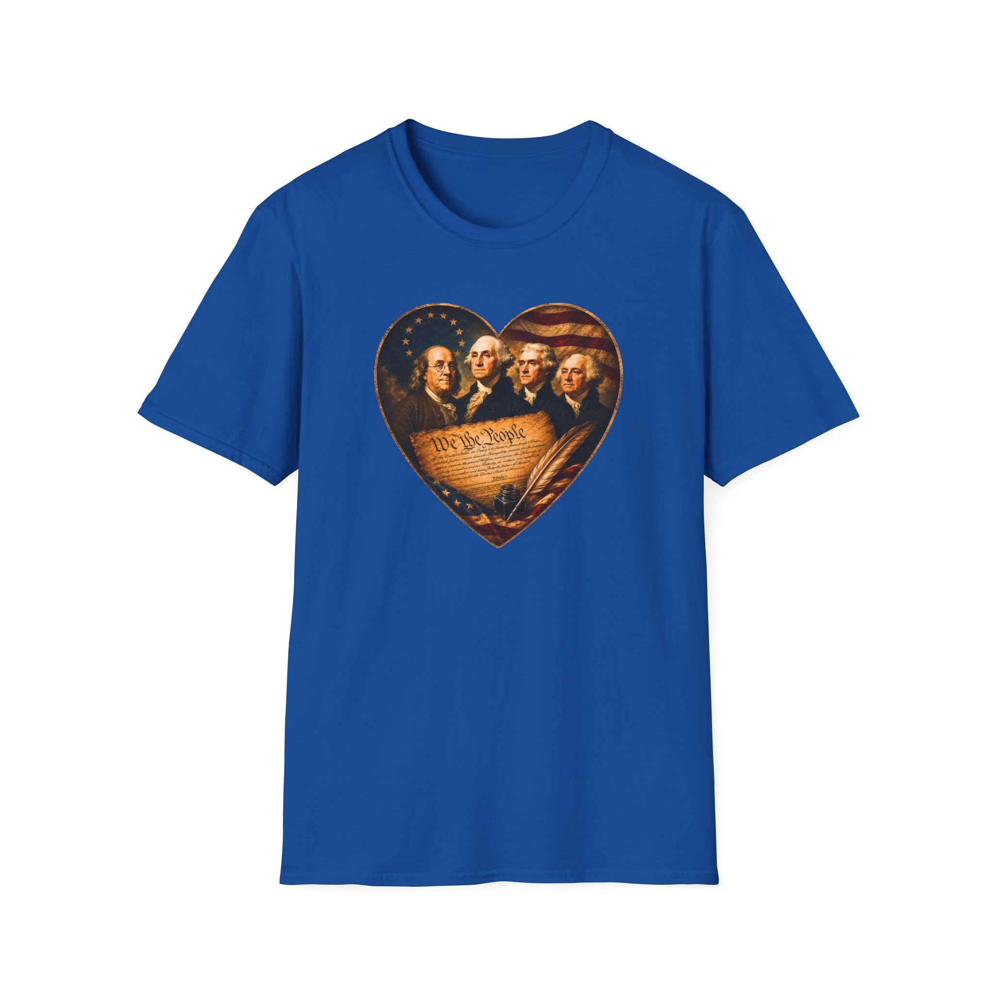 Patriotic Founding Fathers Heart T-Shirt — We the People Constitution Design