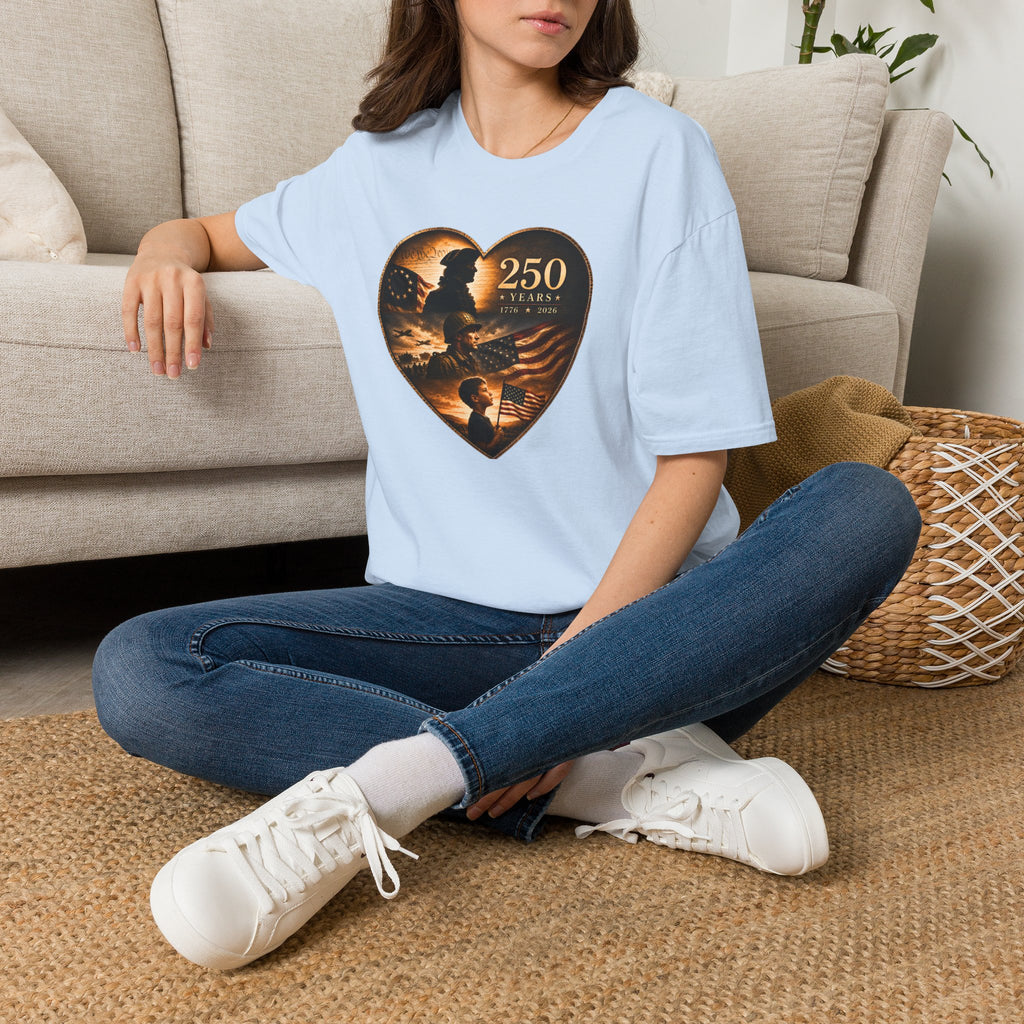 250 Years Heart American Flag T-Shirt — Patriotic 1776–2026 Commemorative Tee