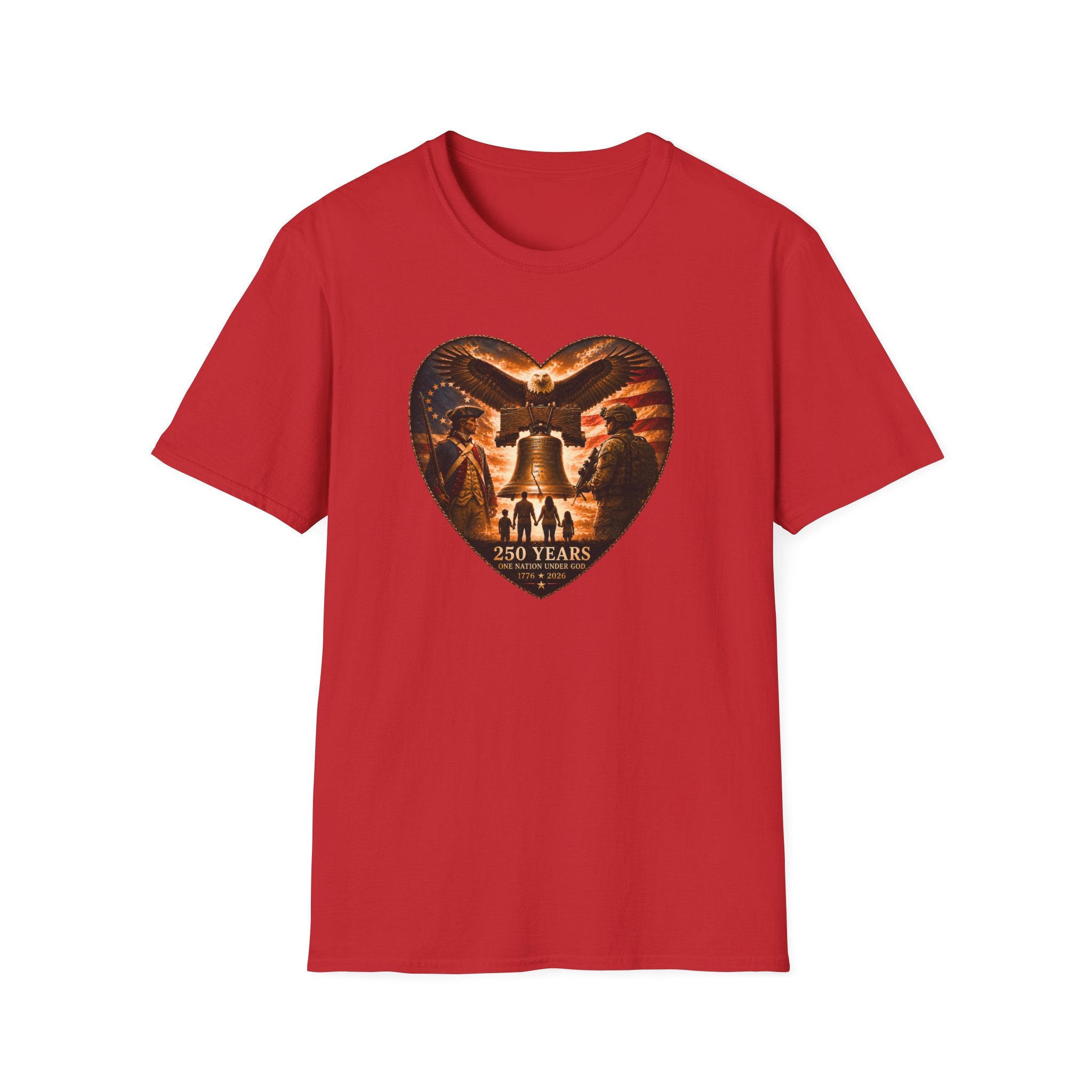 Liberty Heart T‑Shirt — Patriotic Eagle & Liberty Bell Design