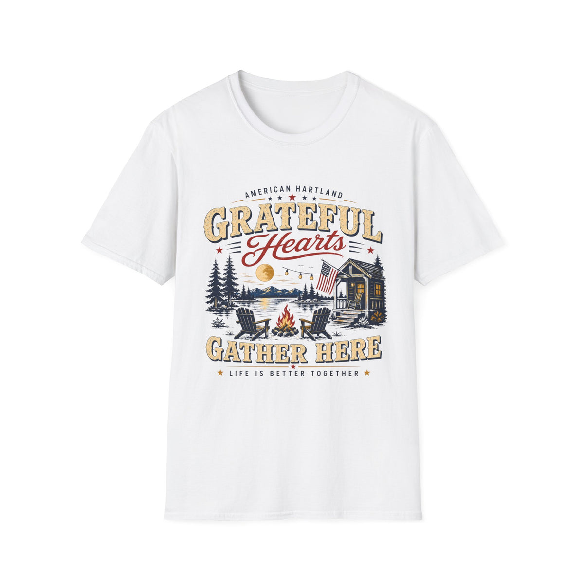 Grateful Hearts gather here Campfire T-Shirt