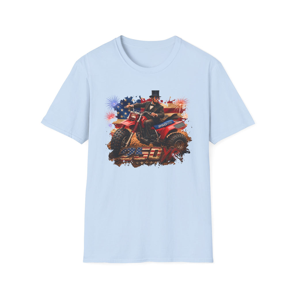 Patriotic Lincoln Riding ATV T-Shirt — 4th of July Veteran Americana Tee
