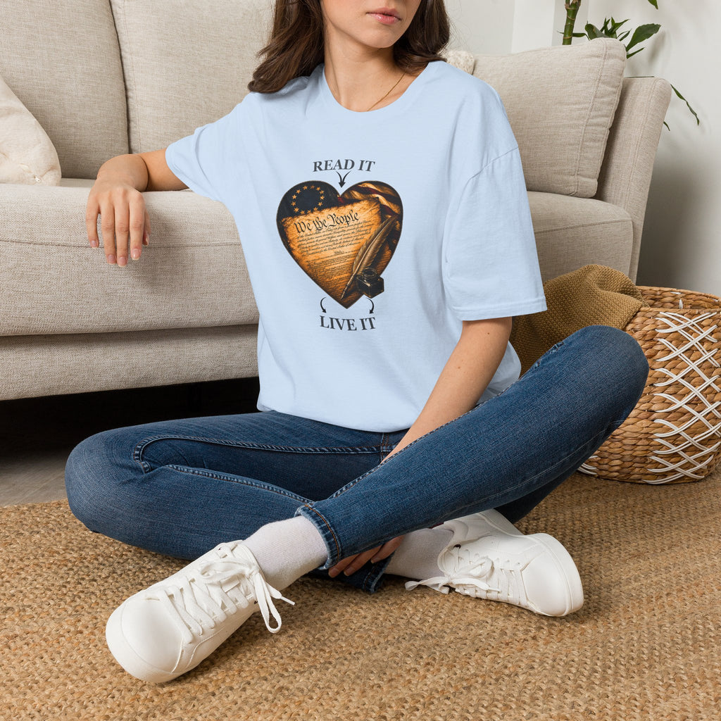 T-Shirt — "Read It, Live It" Constitution Heart Tee