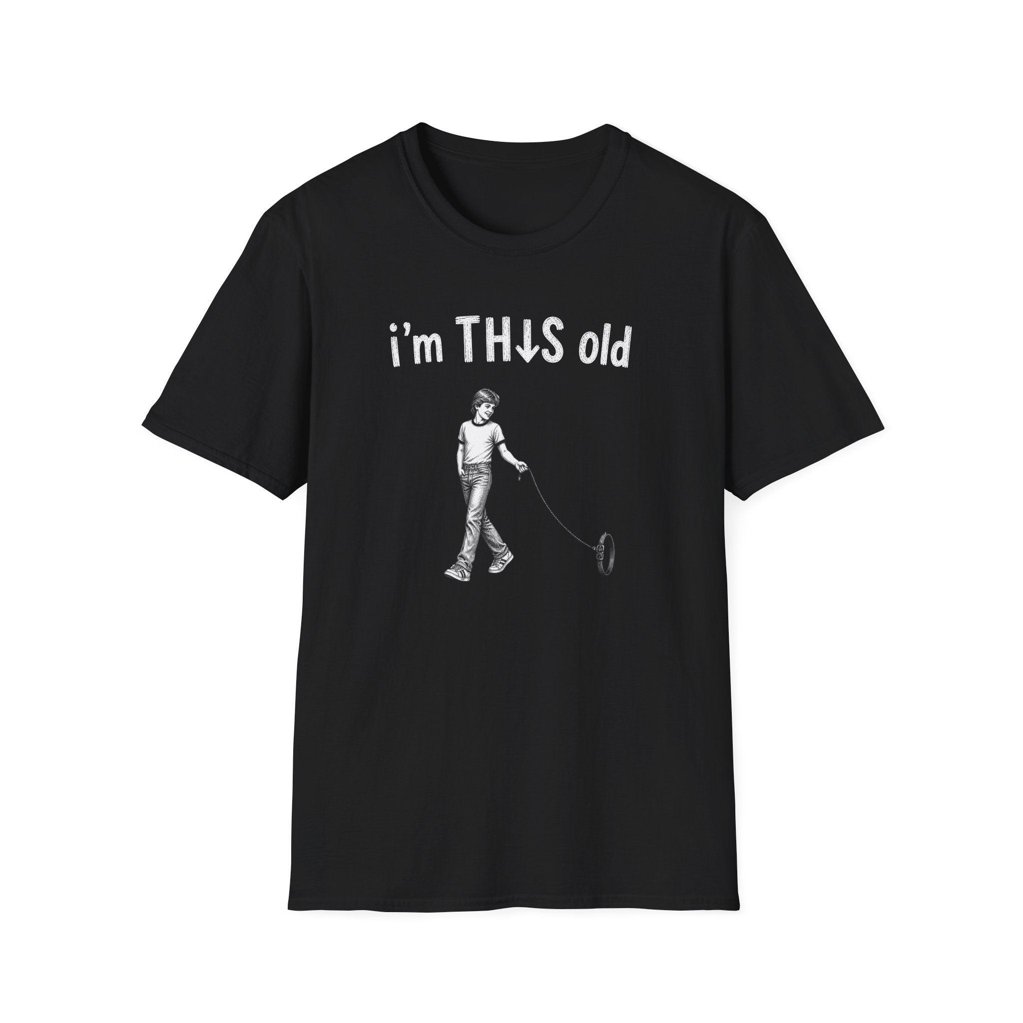 Vintage Toy Tee - "I'm This Old" Retro Kid with Hoop T-Shirt