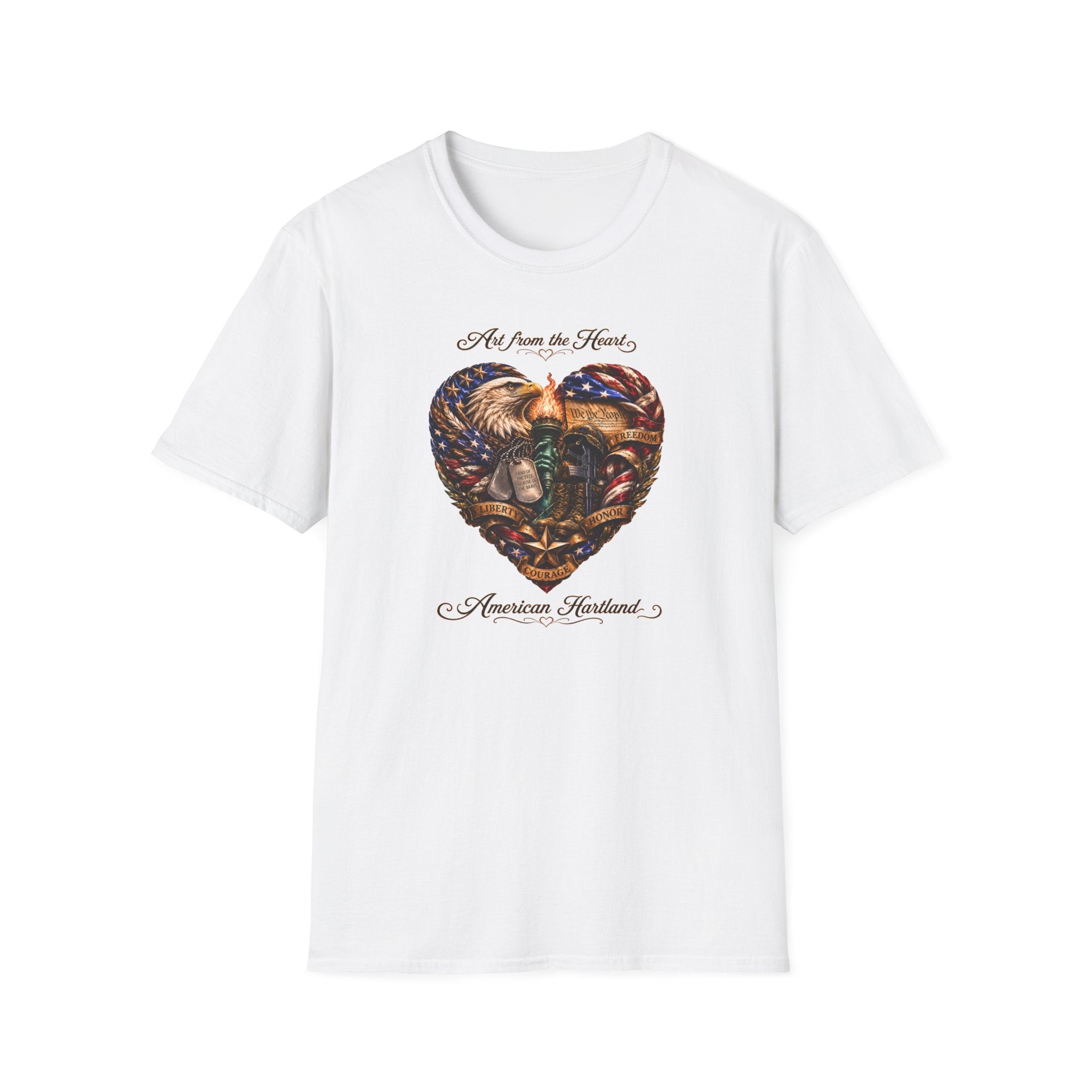 T-Shirt — "Art From the Heart" American Veterans Patriotic Eagle Heart Design