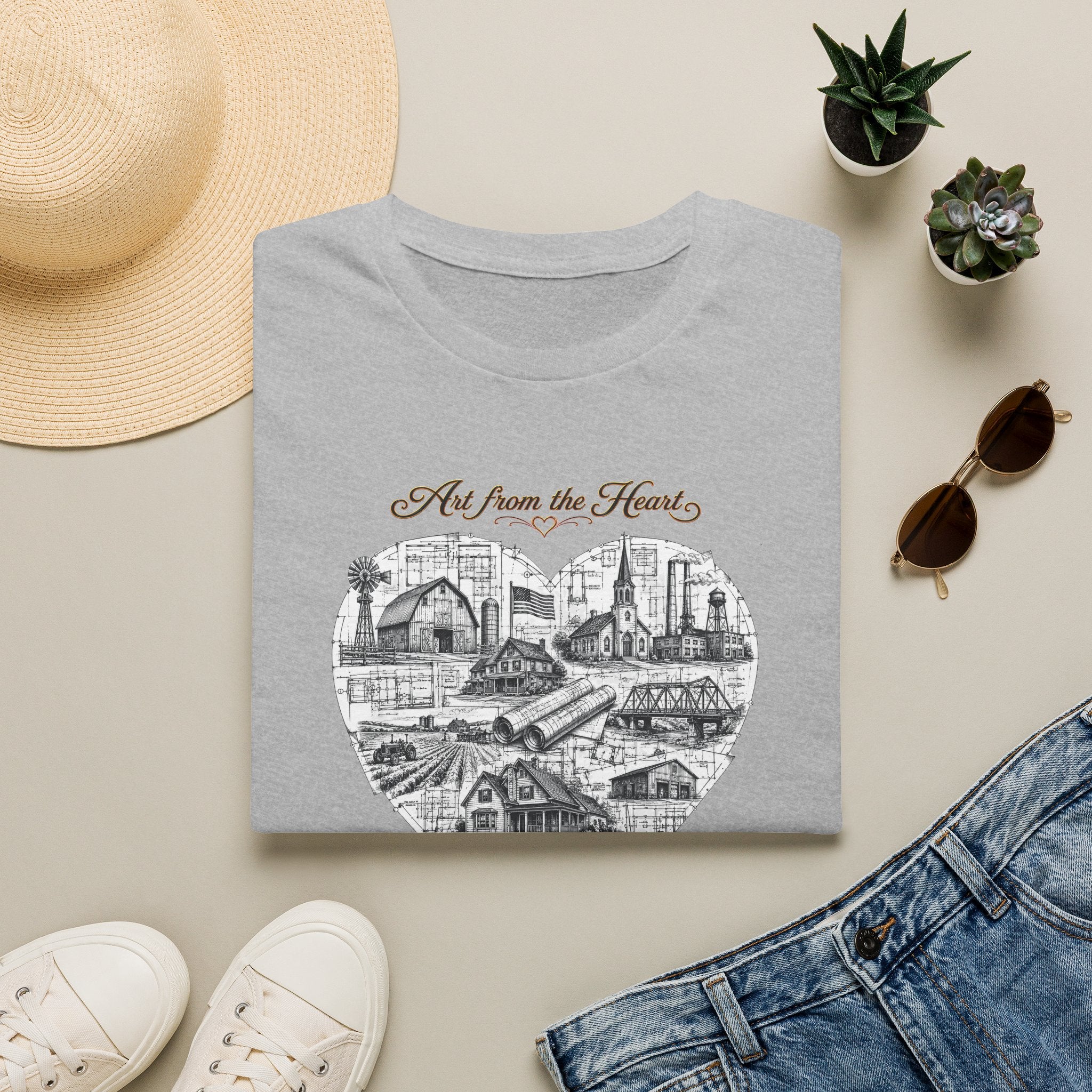Heart Cityscape T-Shirt — "Art from the Heart" American Heartland Illustration