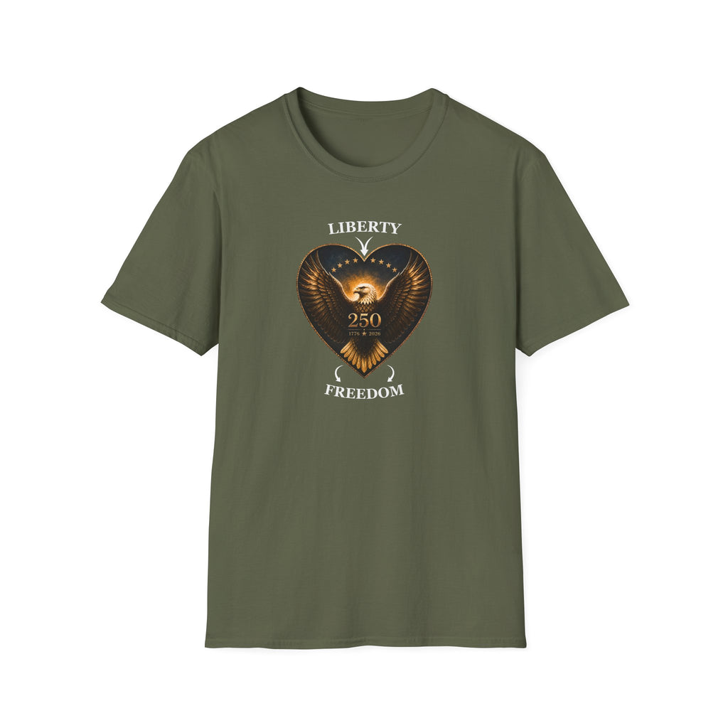 Liberty Heart Eagle T-Shirt — "Liberty 250" Patriotic Freedom Tee
