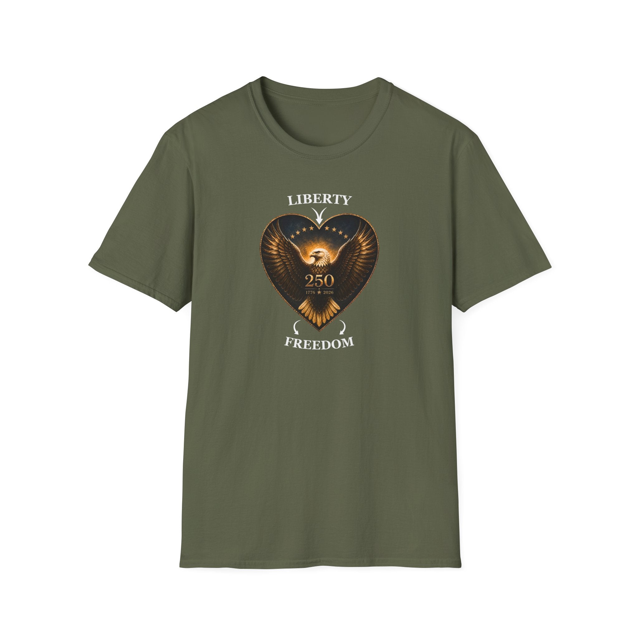 Liberty Heart Eagle T-Shirt — "Liberty 250" Patriotic Freedom Tee
