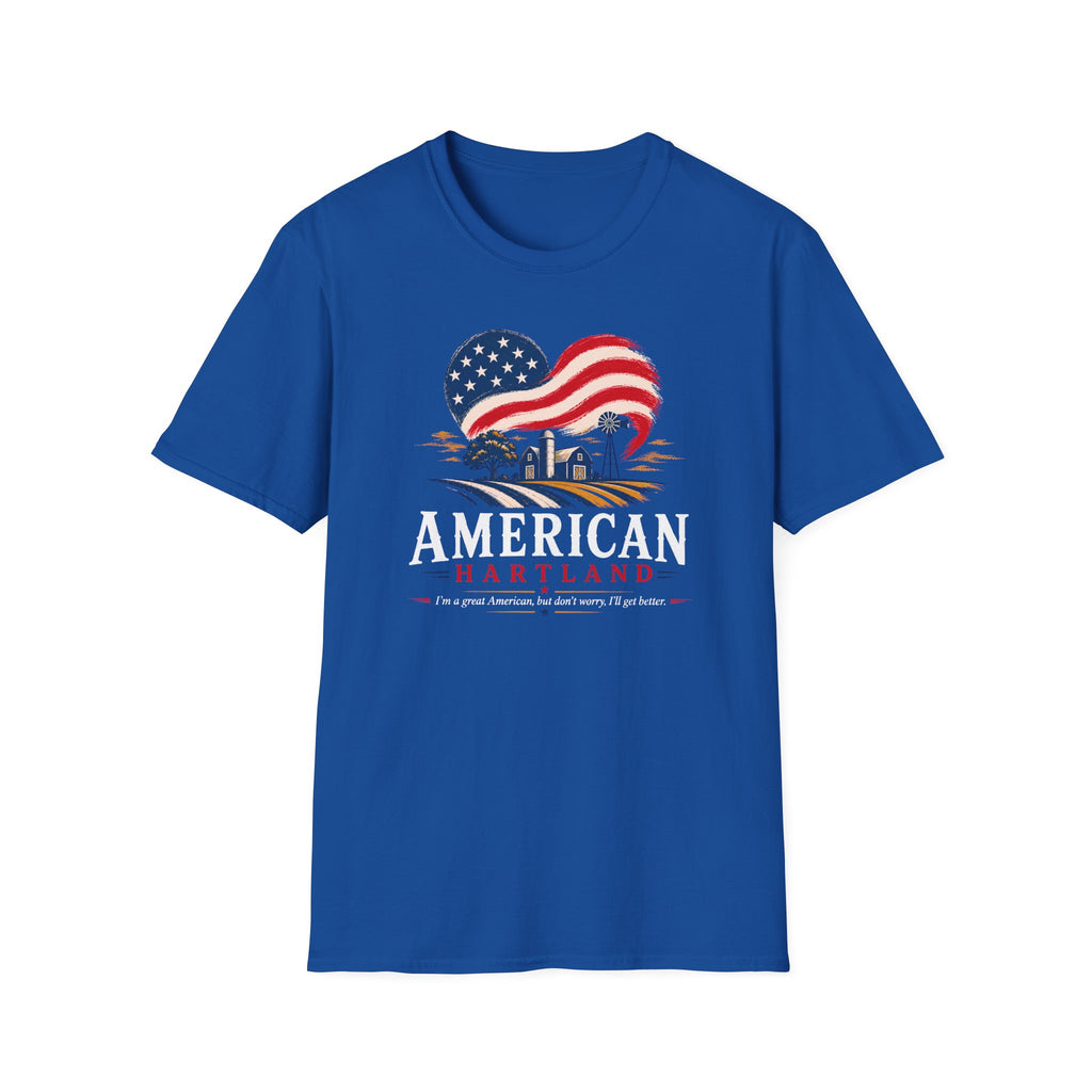 American Heartland T-Shirt — Patriotic Farm USA Flag Design