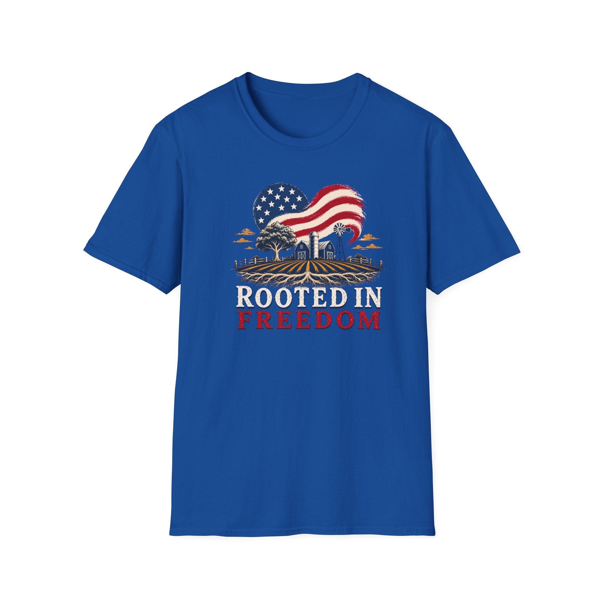 Rooted in Freedom T-Shirt — Patriotic Farm USA Graphic Tee