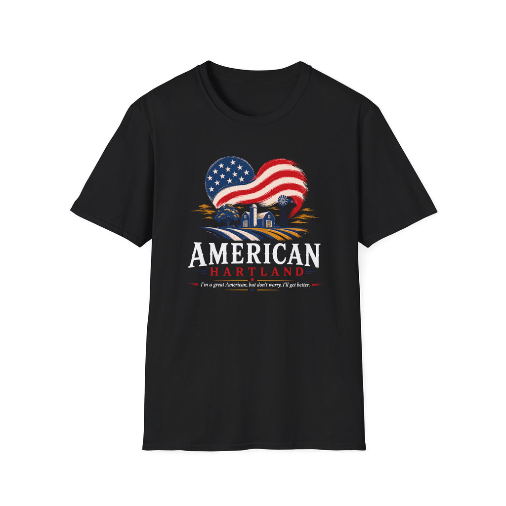 American Heartland T-Shirt — Patriotic Farm USA Flag Design