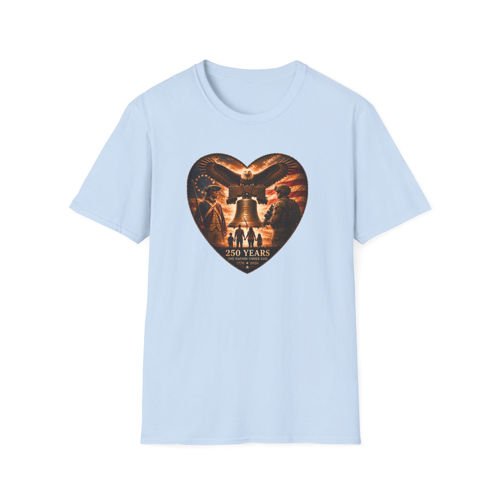 Liberty Heart T‑Shirt — Patriotic Eagle & Liberty Bell Design