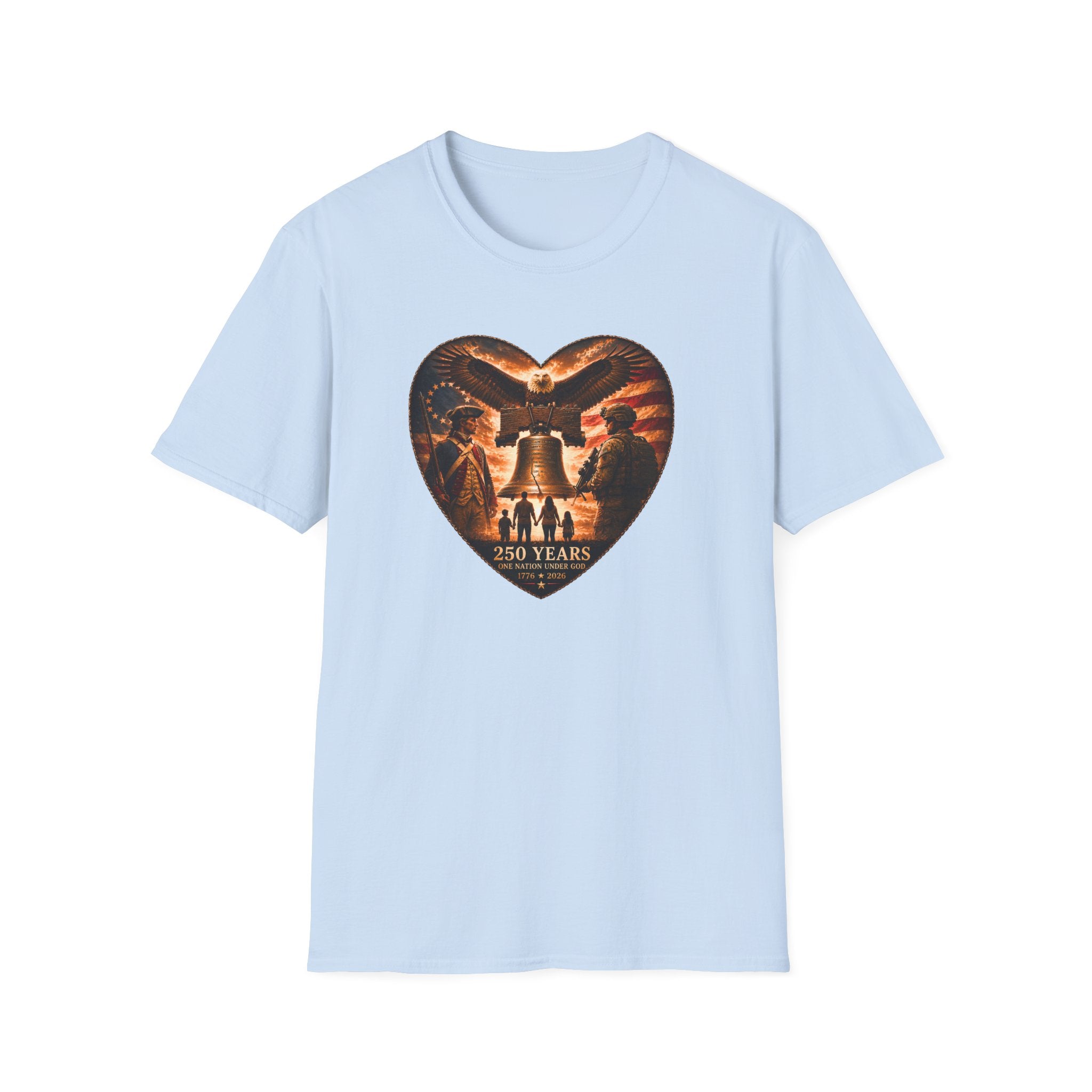 Liberty Heart T‑Shirt — Patriotic Eagle & Liberty Bell Design