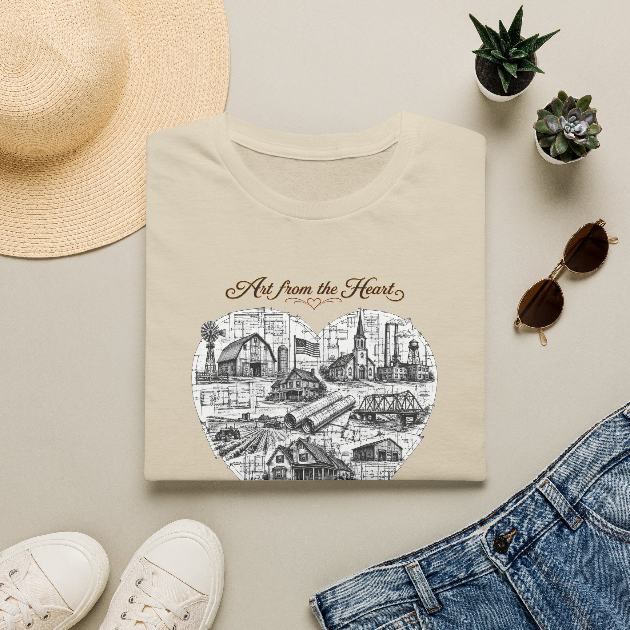 Heart Cityscape T-Shirt — "Art from the Heart" American Heartland Illustration