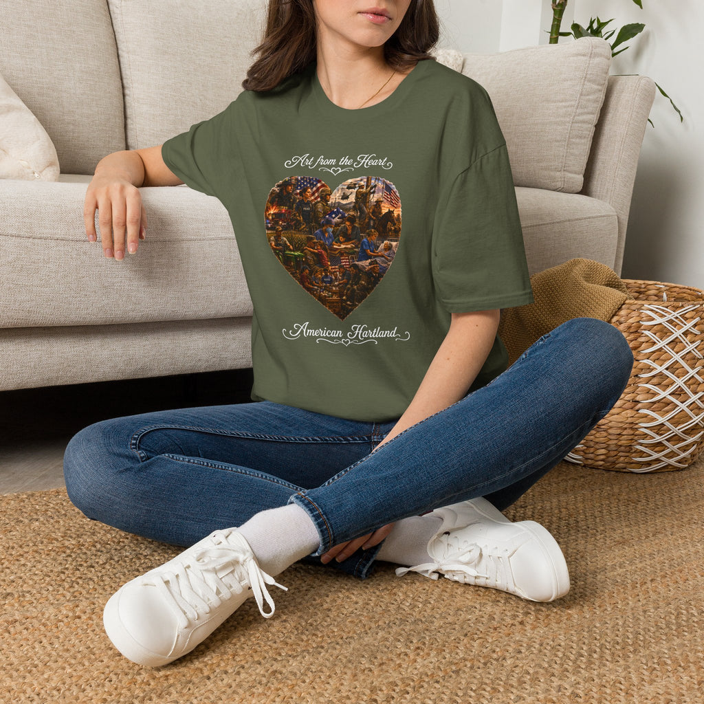 Heart-Shaped Americana Art T-Shirt — "Art from the Heart" Graphic Tee