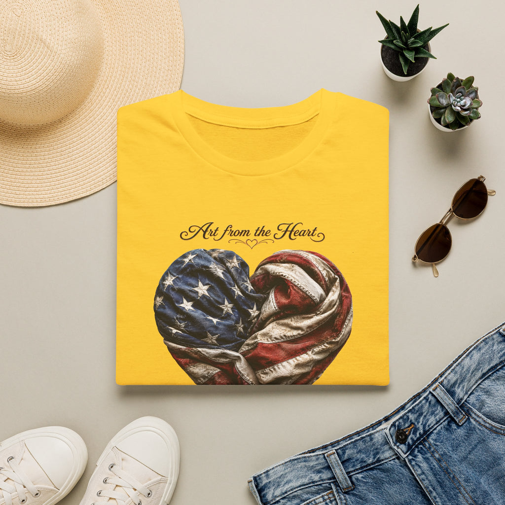 Patriotic Heart T-Shirt — “Art From the Heart” American Flag Tee