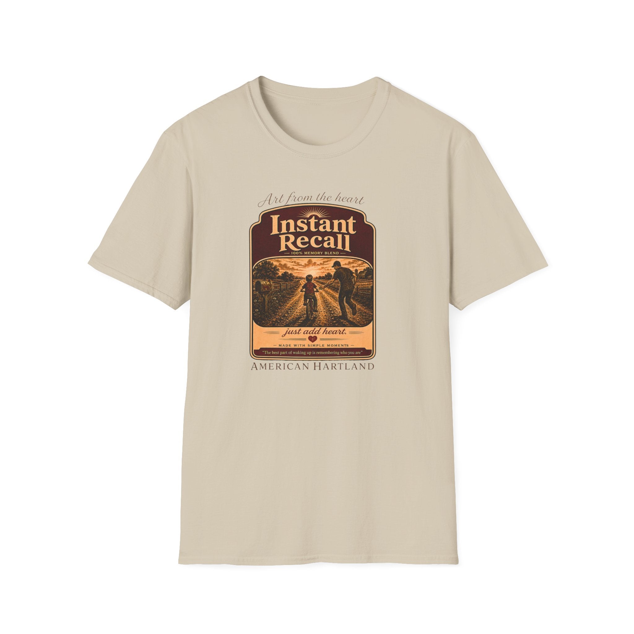 Instant Recall Vintage Tee — Retro Sunset Memory Graphic T-Shirt