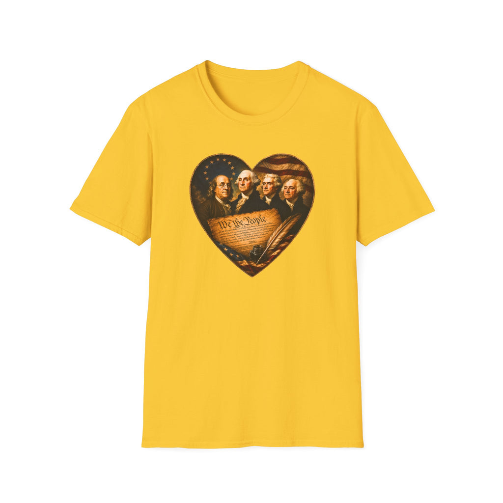 Patriotic Founding Fathers Heart T-Shirt — We the People Constitution Design