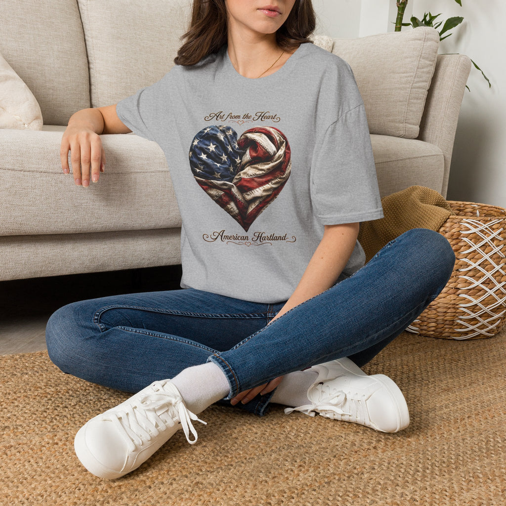 Patriotic Heart T-Shirt — “Art From the Heart” American Flag Tee