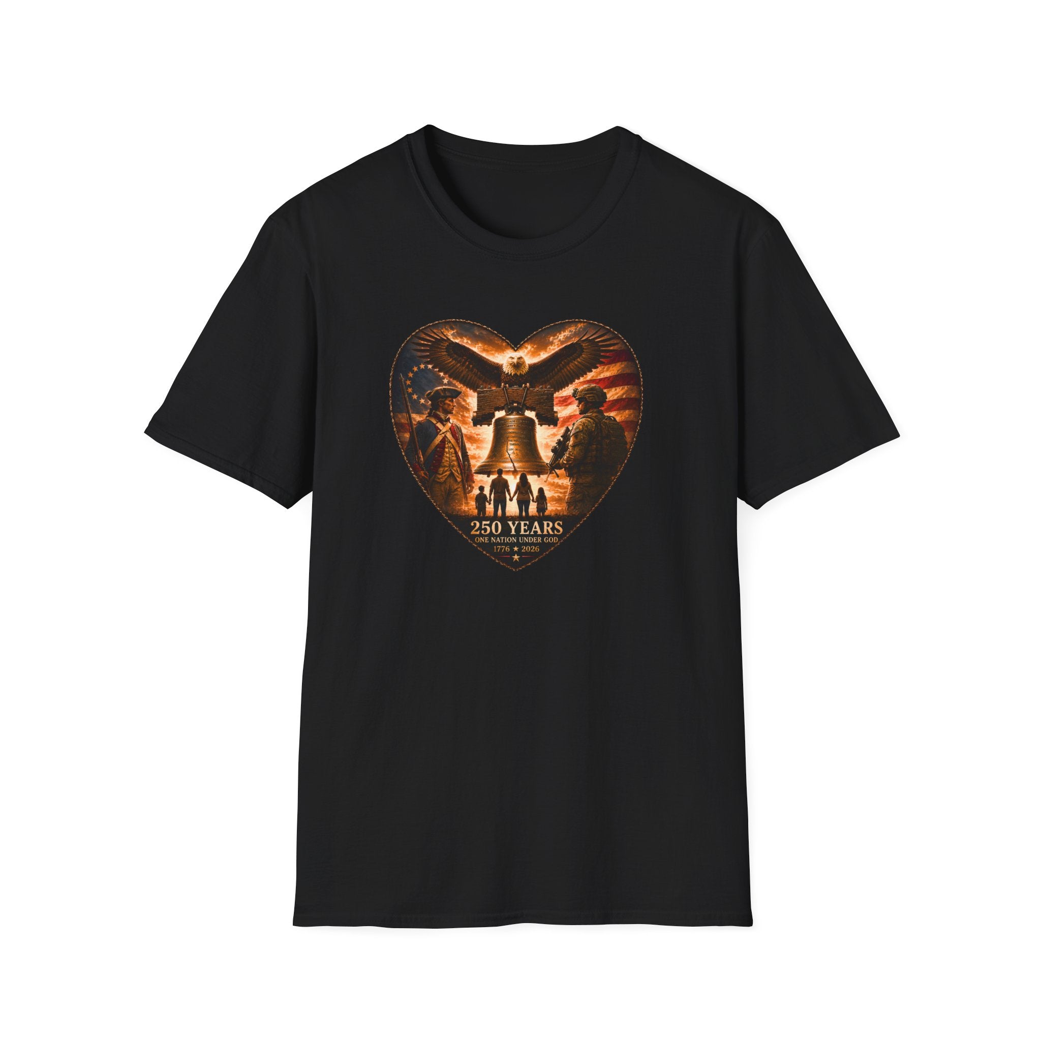 Liberty Heart T‑Shirt — Patriotic Eagle & Liberty Bell Design
