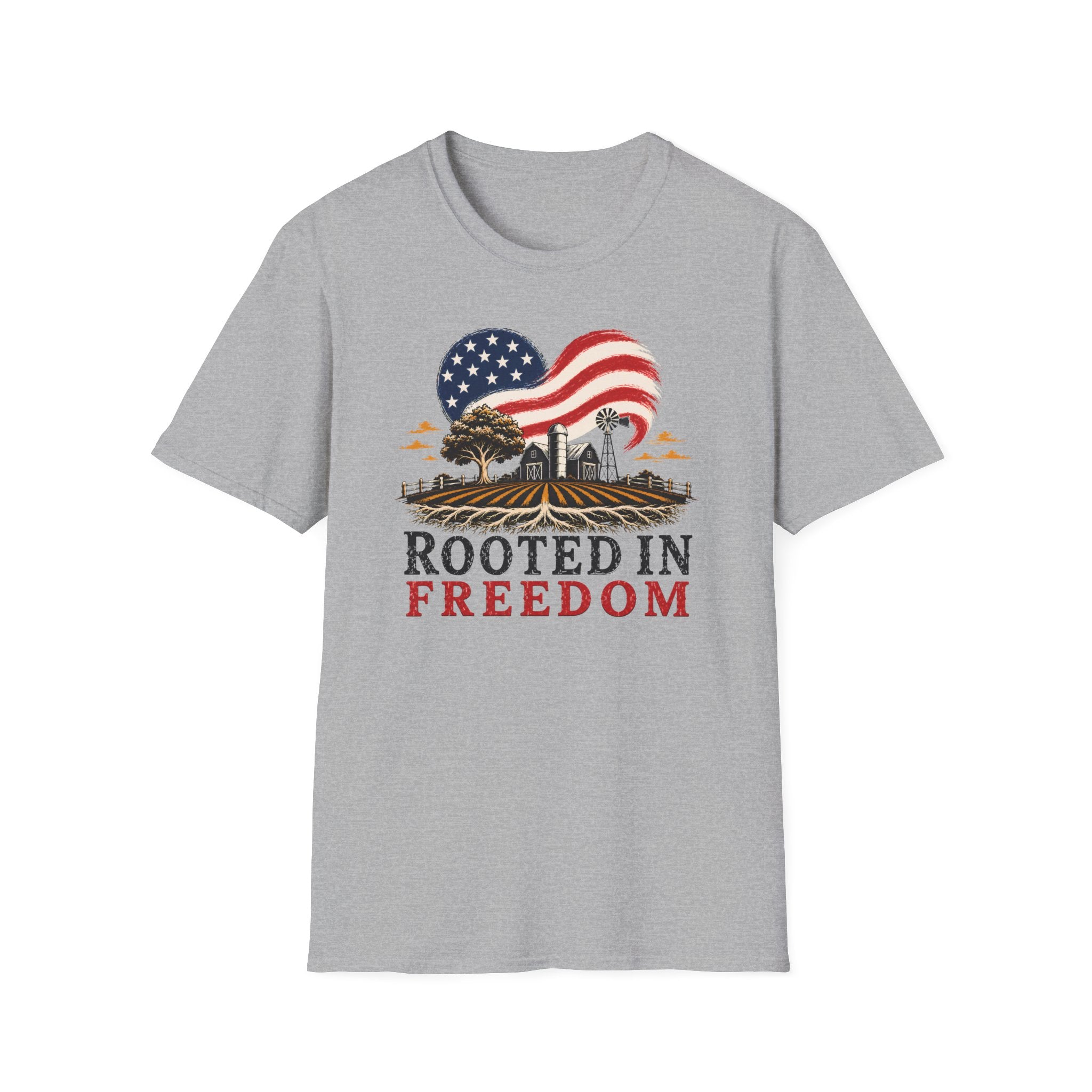Rooted in Freedom T-Shirt — Patriotic Farm USA Graphic Tee
