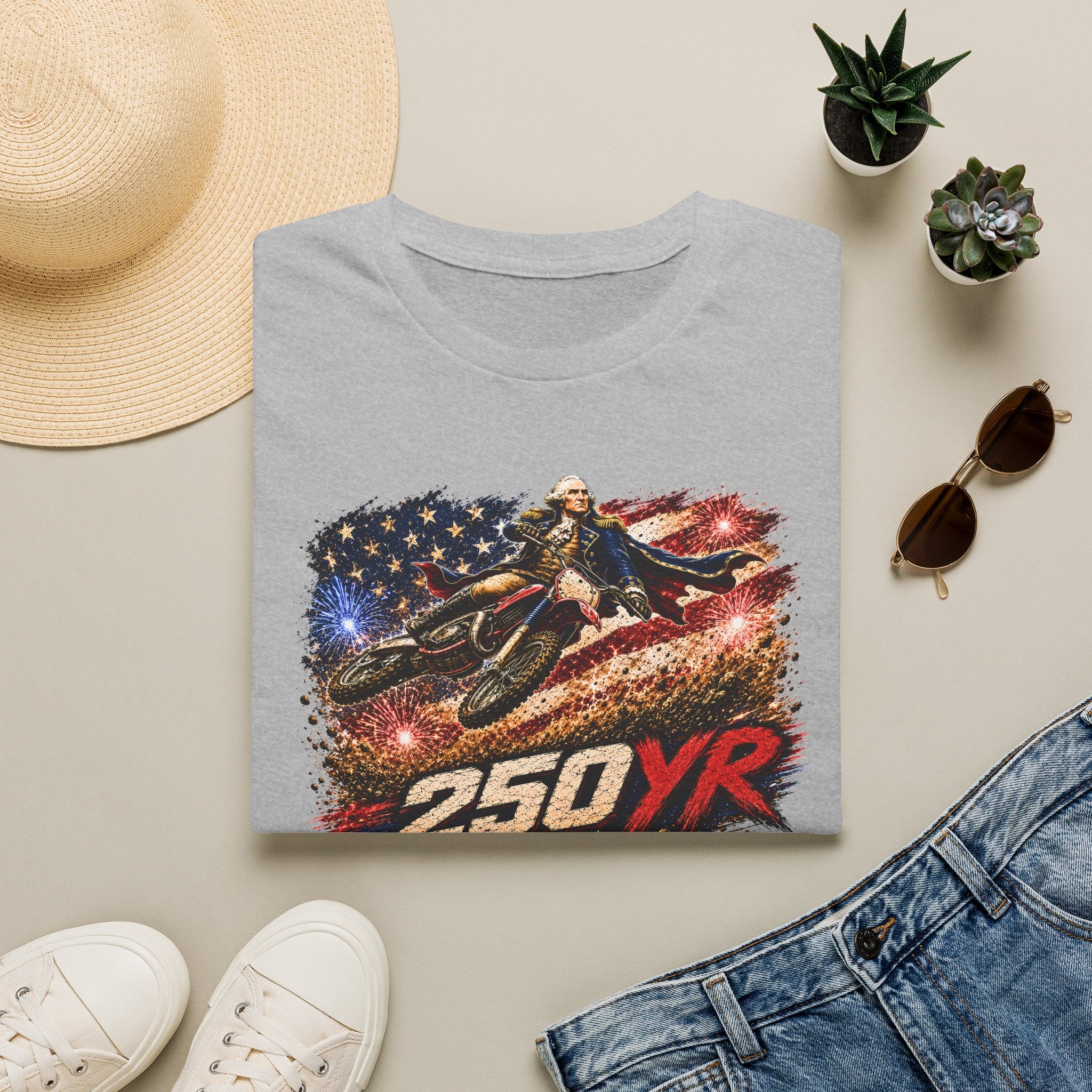 250YR American Flag Motorcycle T‑Shirt — Patriotic Biker Tee