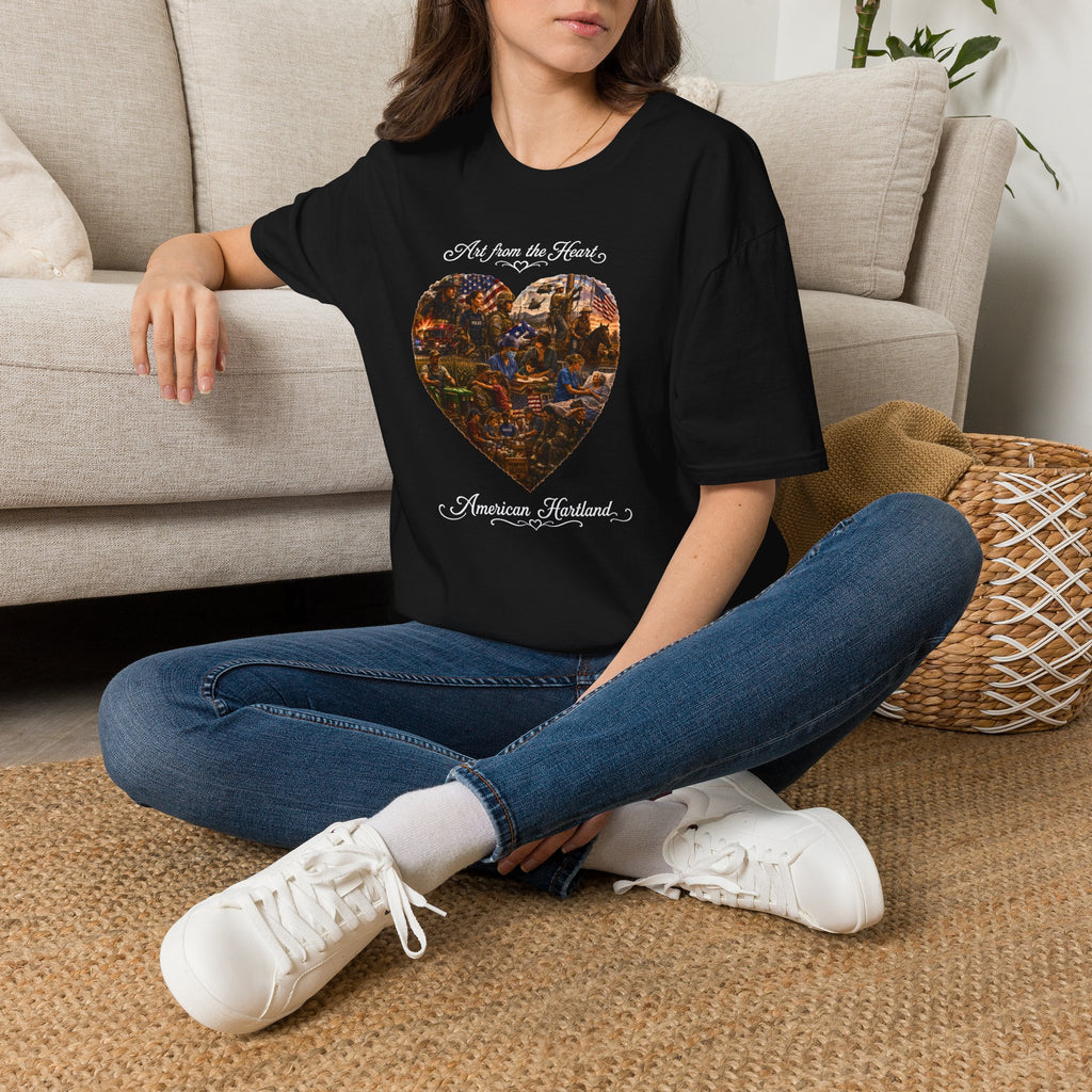 Heart-Shaped Americana Art T-Shirt — "Art from the Heart" Graphic Tee