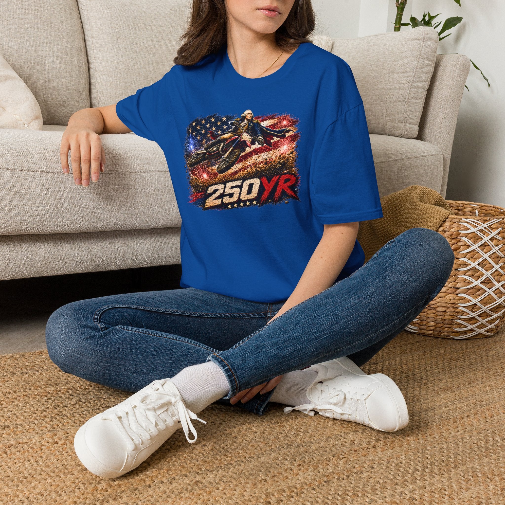 250YR American Flag Motorcycle T‑Shirt — Patriotic Biker Tee