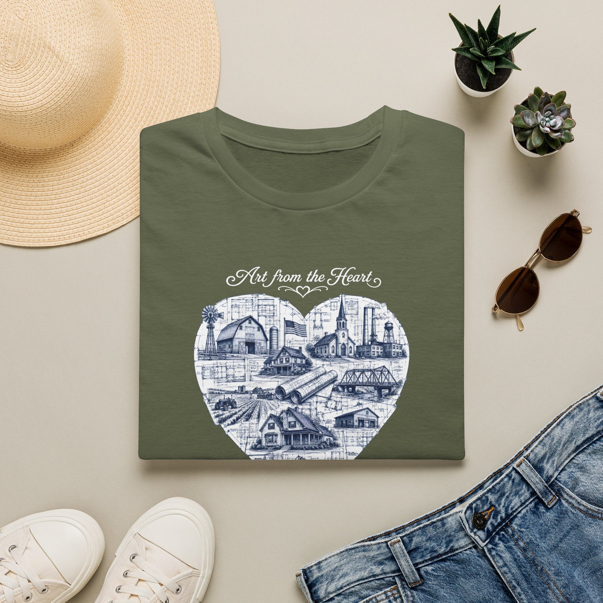 Heart Cityscape T-Shirt — "Art from the Heart" American Heartland Illustration